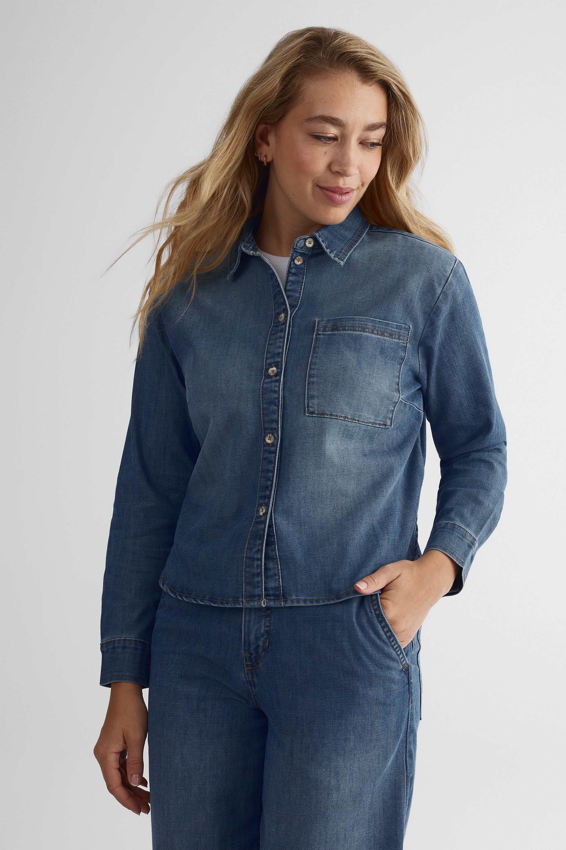 Chemisier denim en denim - Femme && DENIM