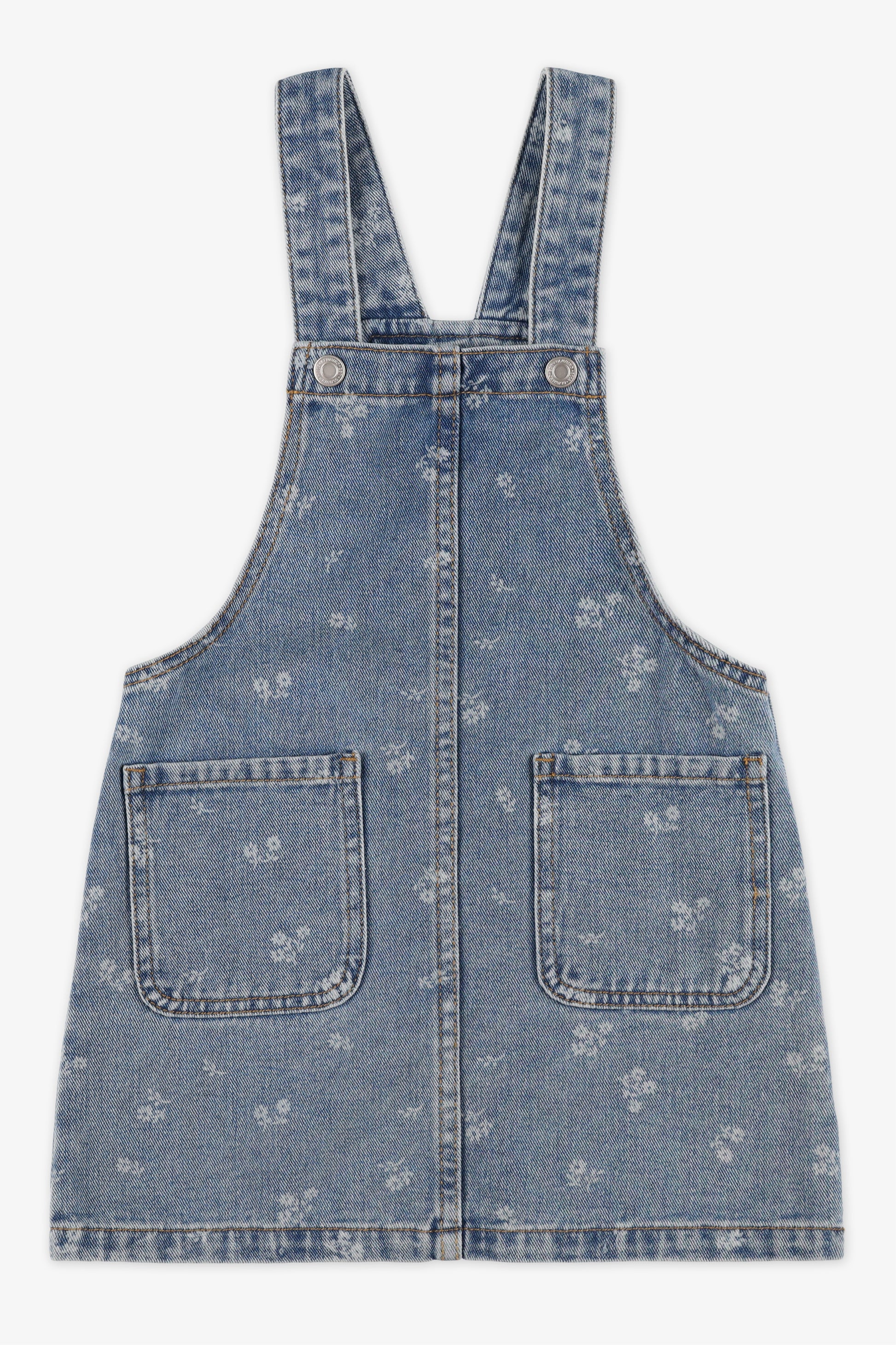Robe salopette évasée en denim - Enfant fille && DENIM/MULTI