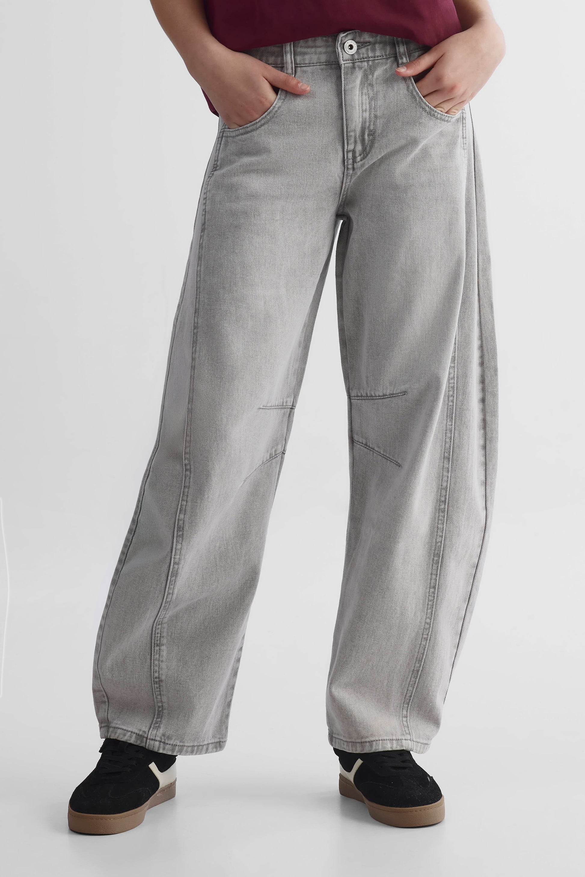 Jeans denim coupe ample - Ado fille && DENIM GRIS