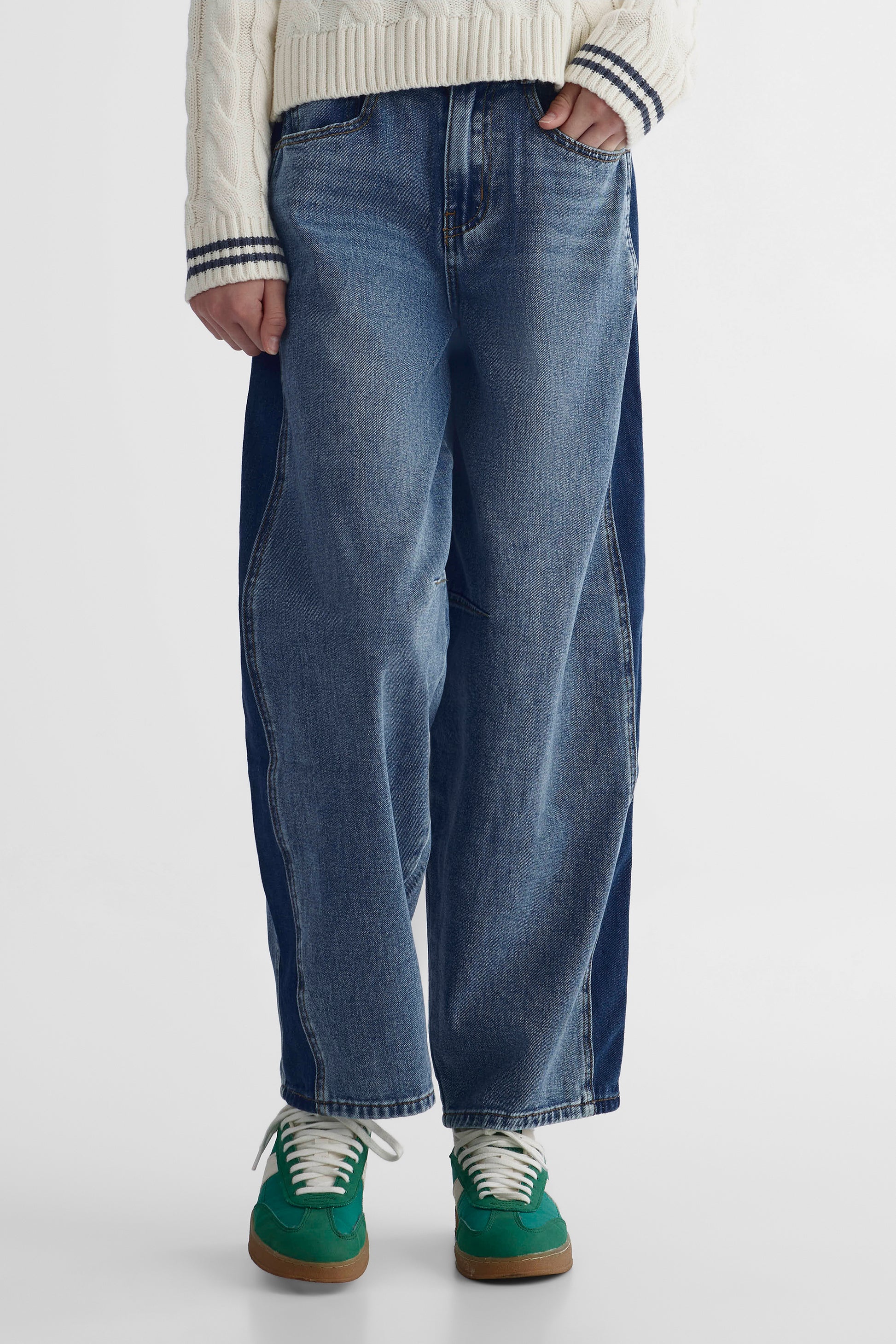 Jeans denim taille haute - Ado fille && DENIM MOYEN