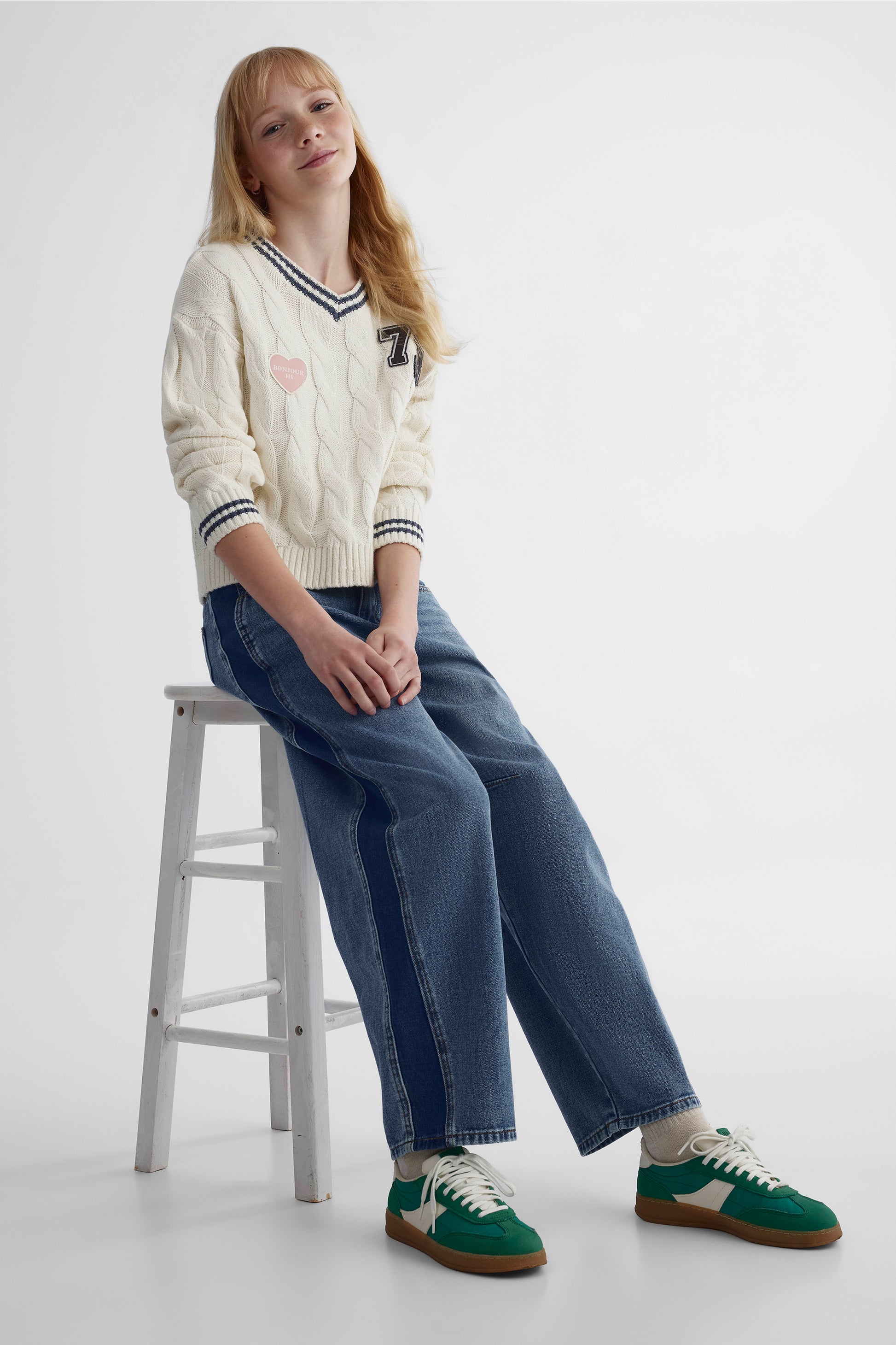 Jeans denim taille haute - Ado fille && DENIM MOYEN