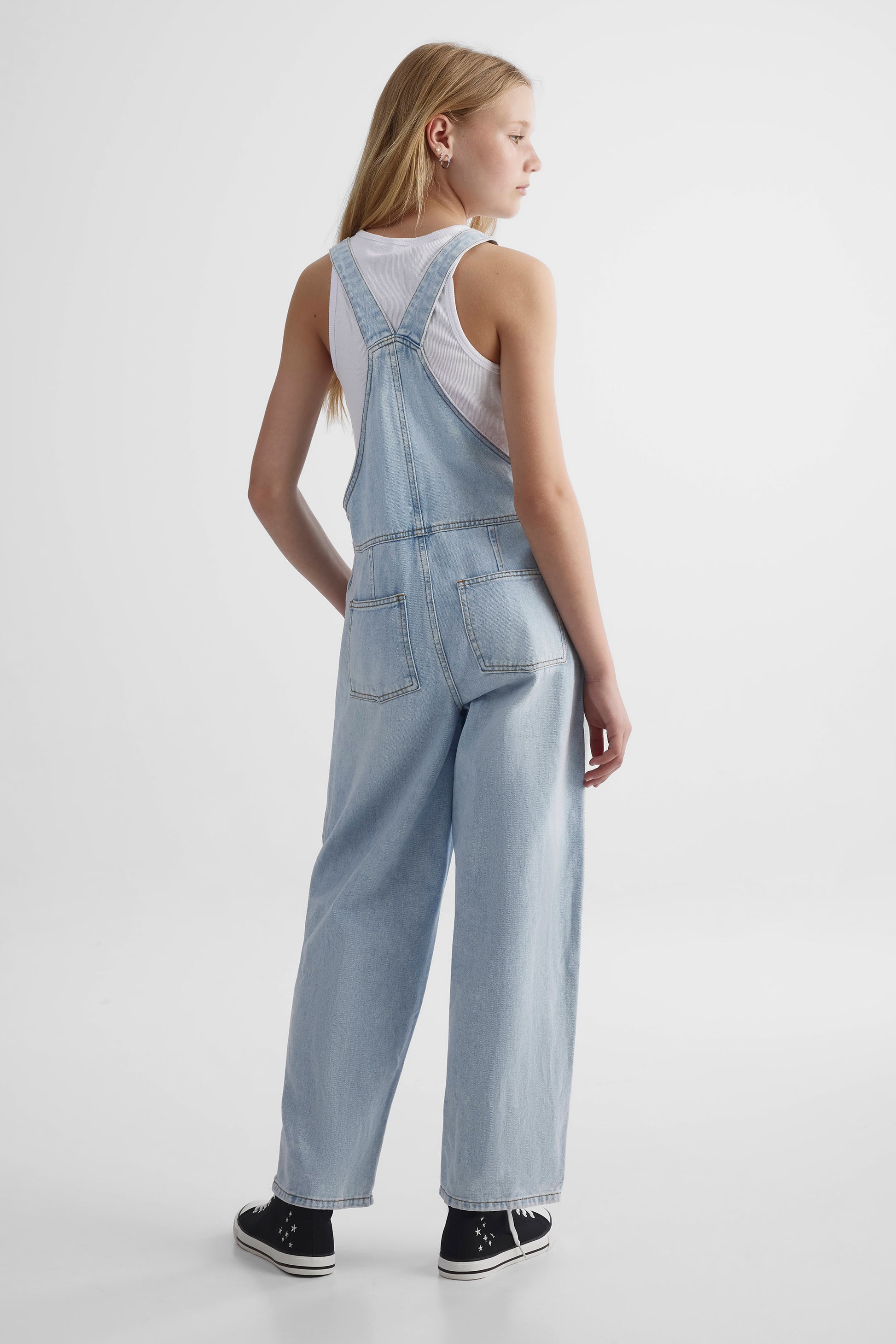Salopette en denim solide - Ado fille && DENIM PALE