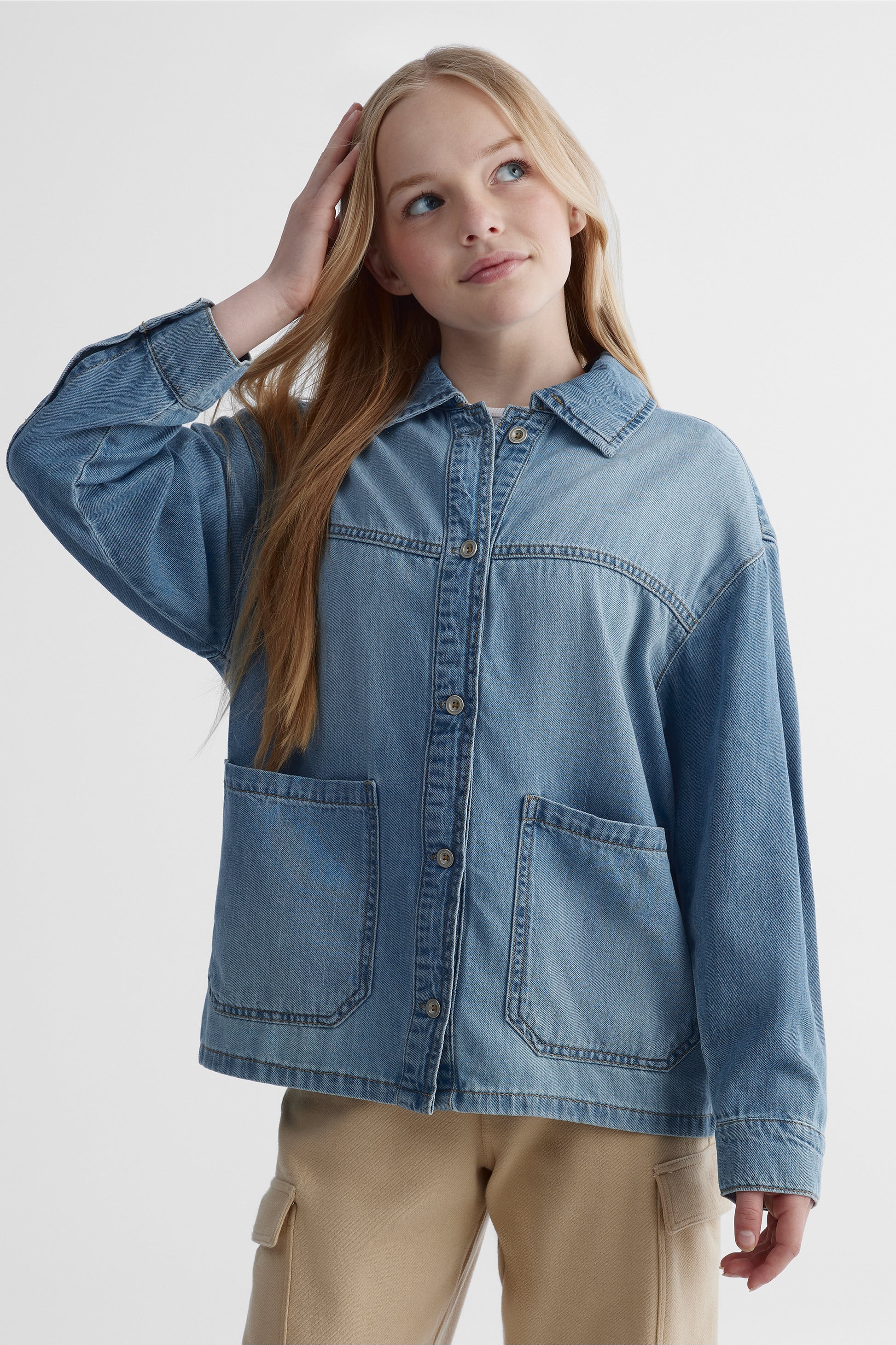 Veston en denim léger - Ado fille && DENIM MOYEN
