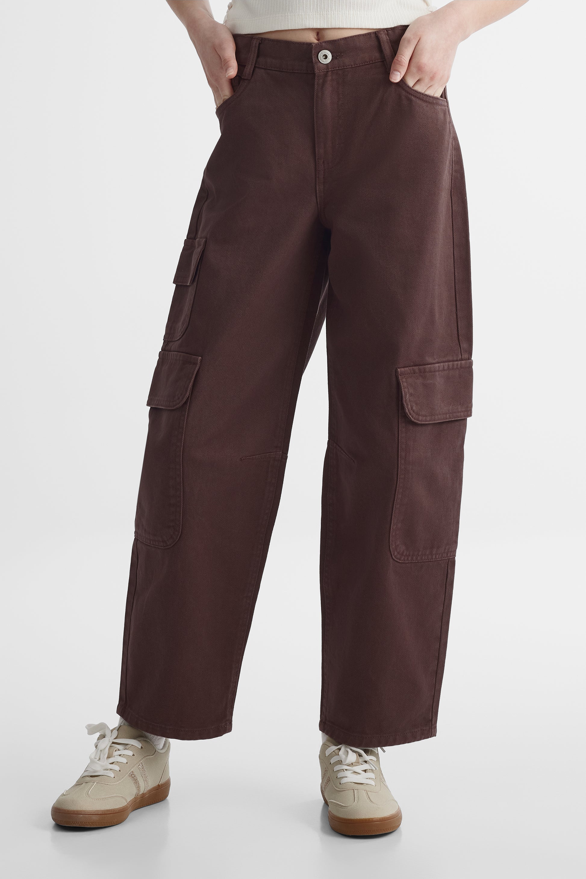 Jeans en denim bull souple - Ado fille && BOURGOGNE