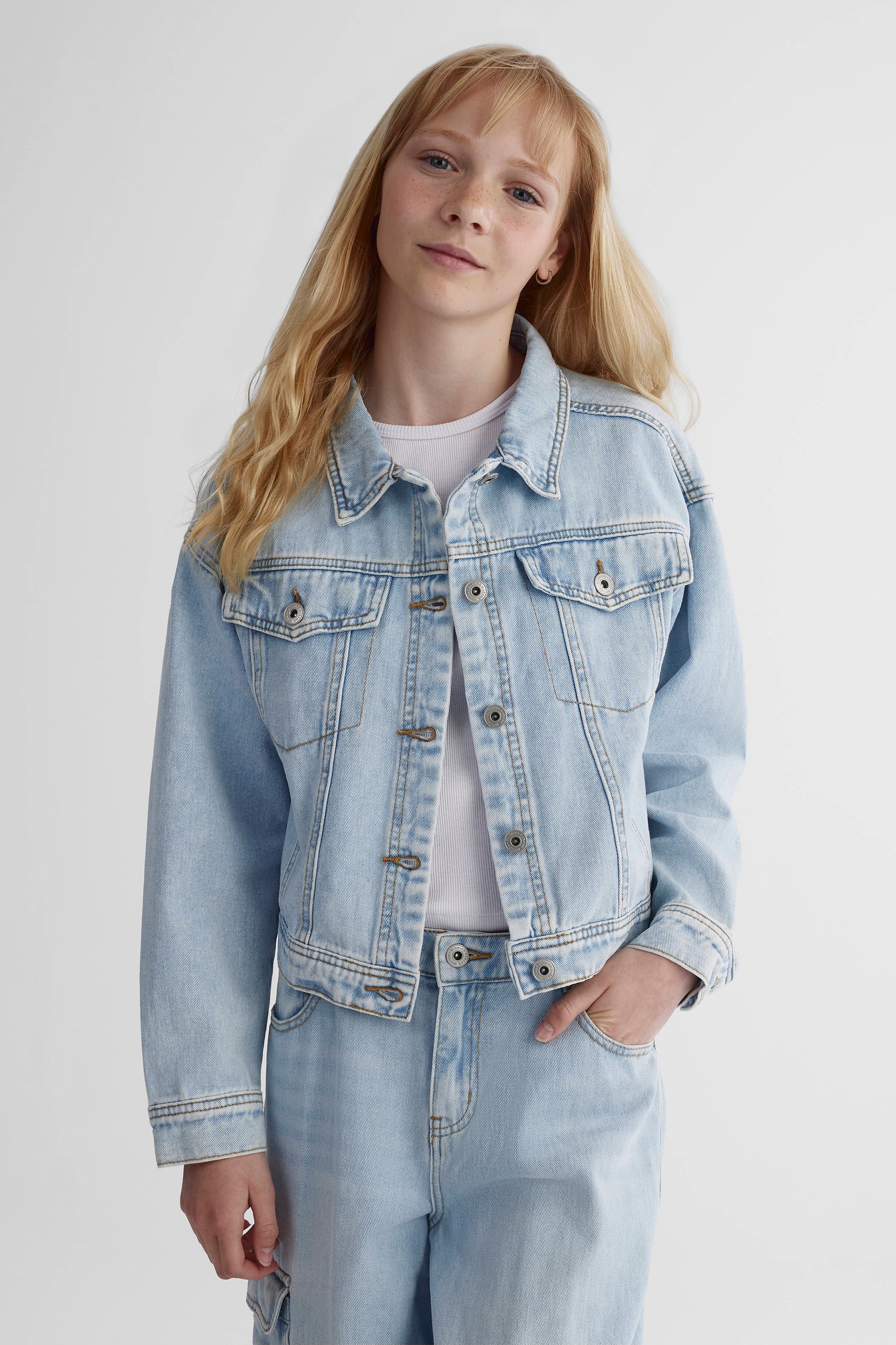 Veston en denim intemporel - Ado fille && DENIM PALE
