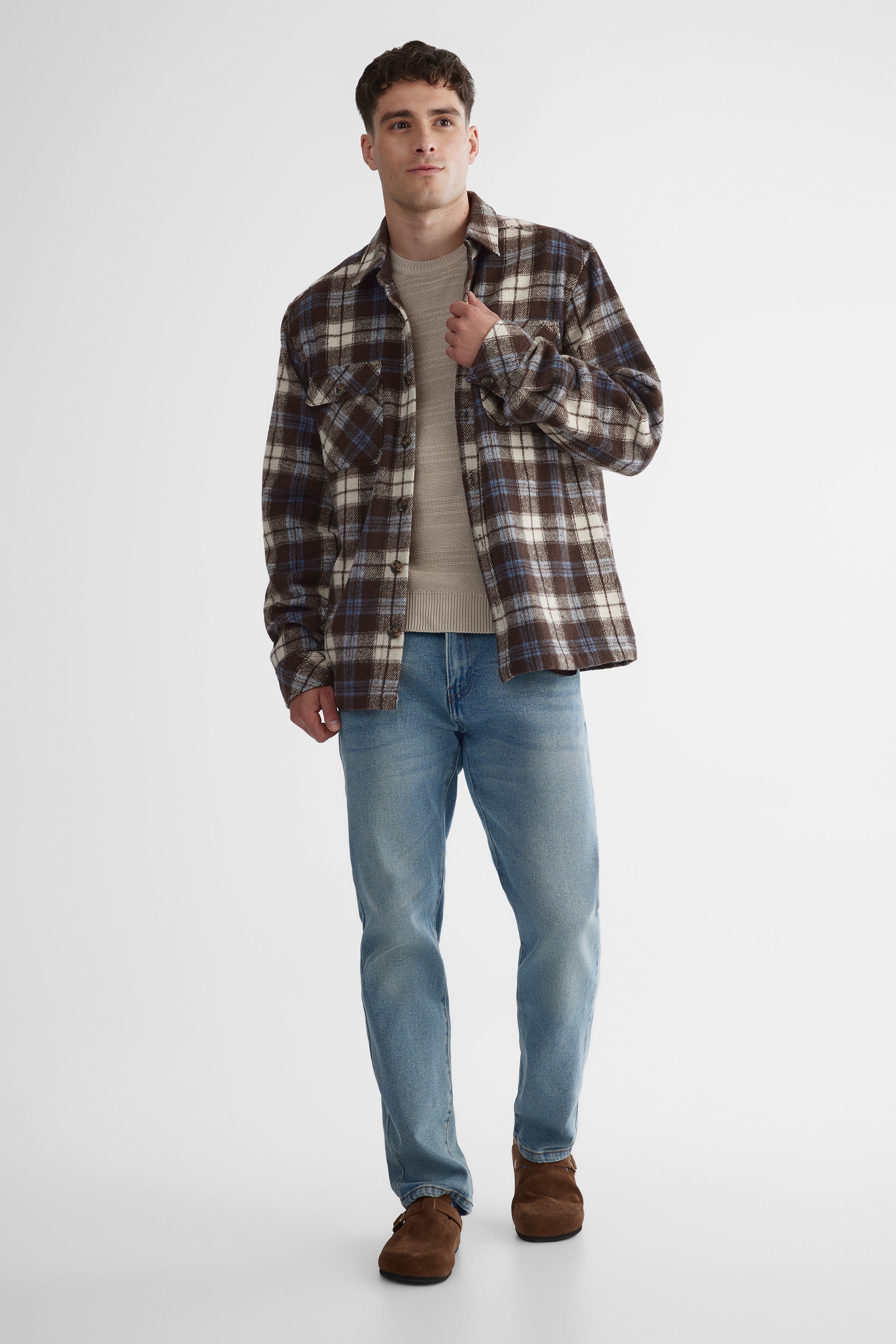 Tricot fil de coton BLUMIND - Homme && TAUPE