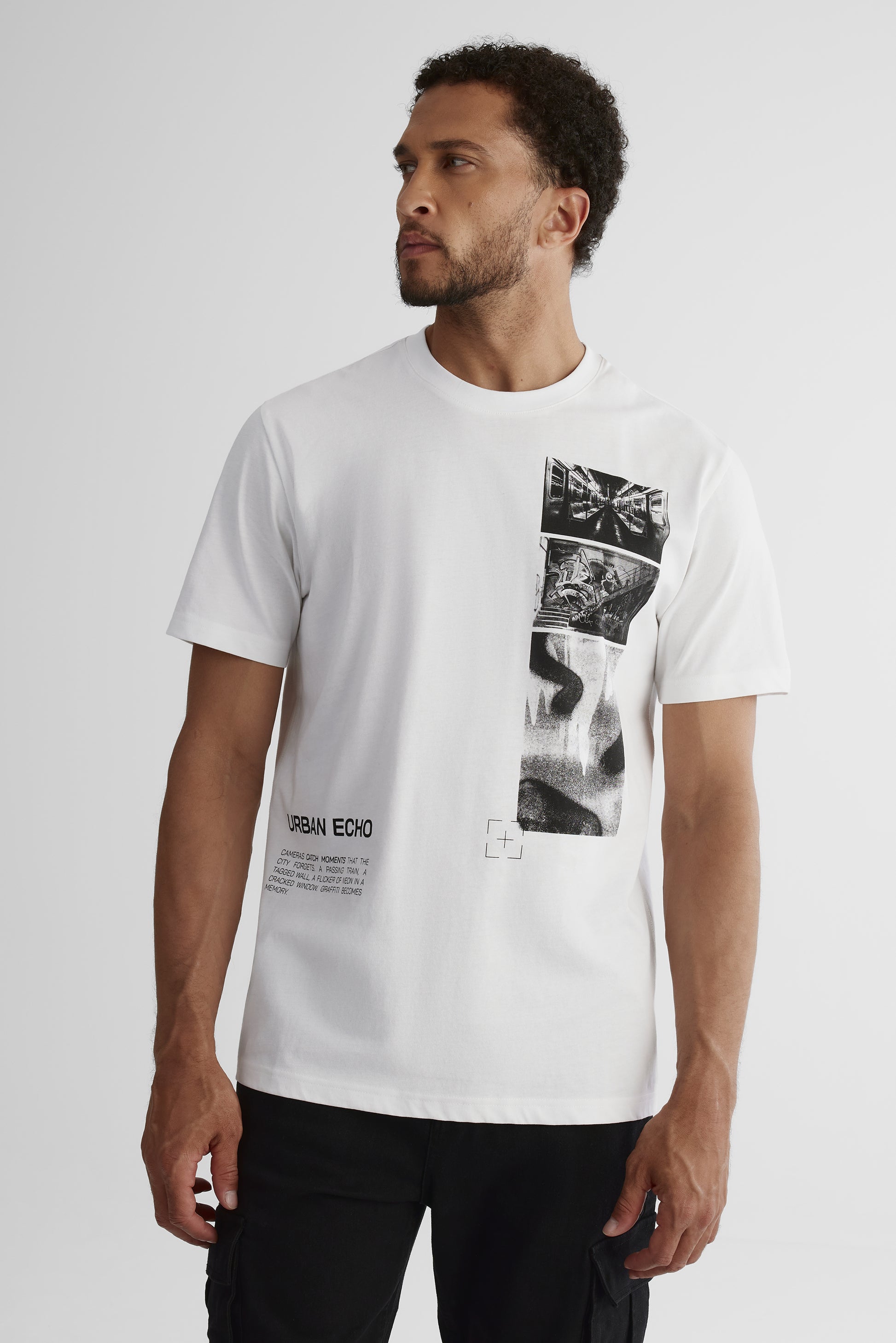 T-shirt manches courtes en coton - Homme && BLANC