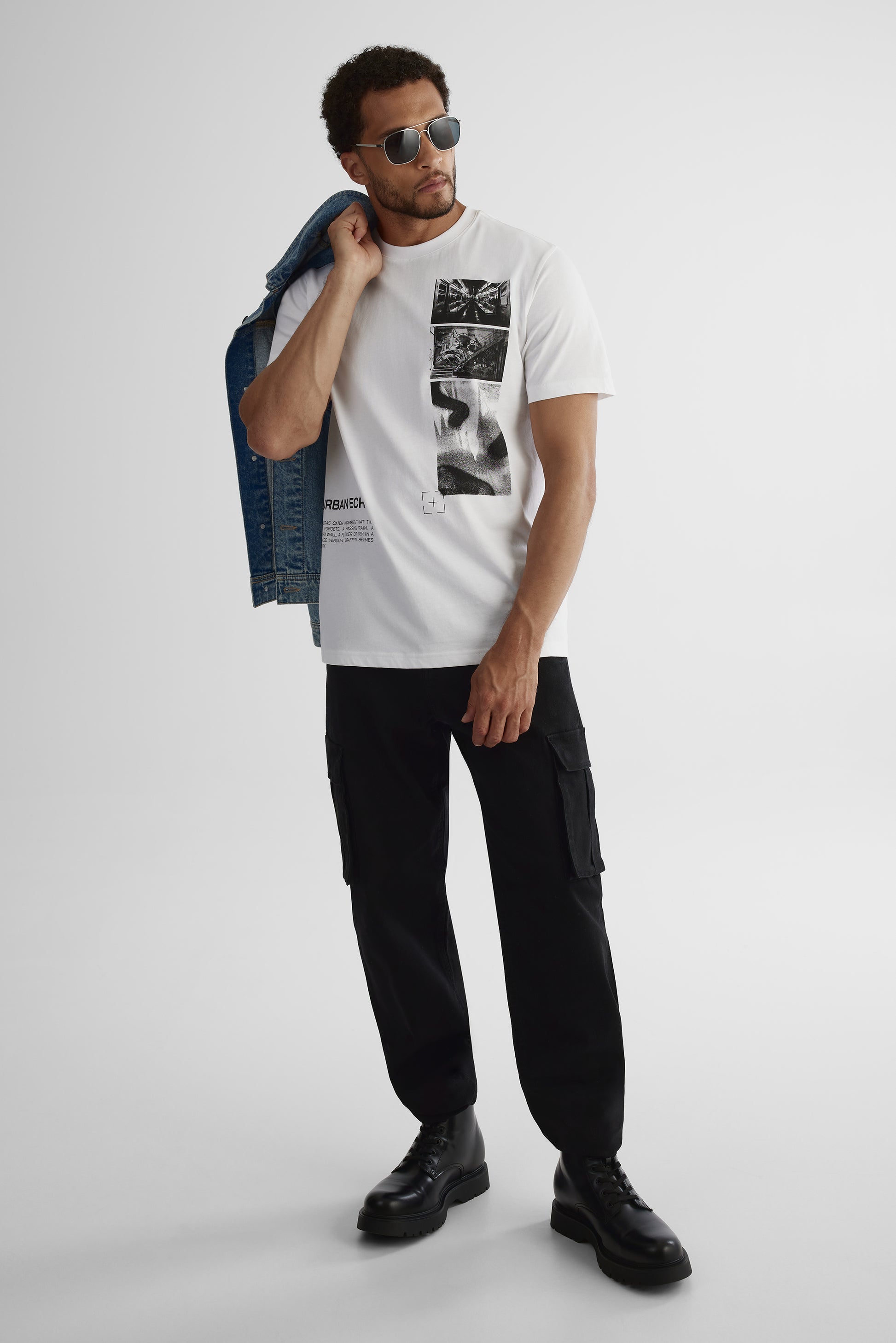 T-shirt manches courtes en coton - Homme && BLANC