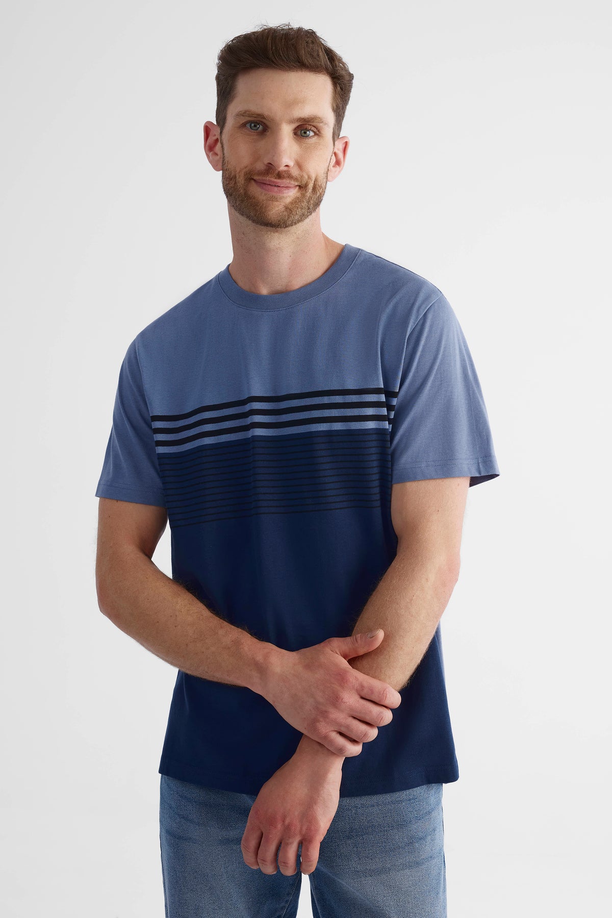 T-shirt en jersey de coton - Homme && BLEU MULTI