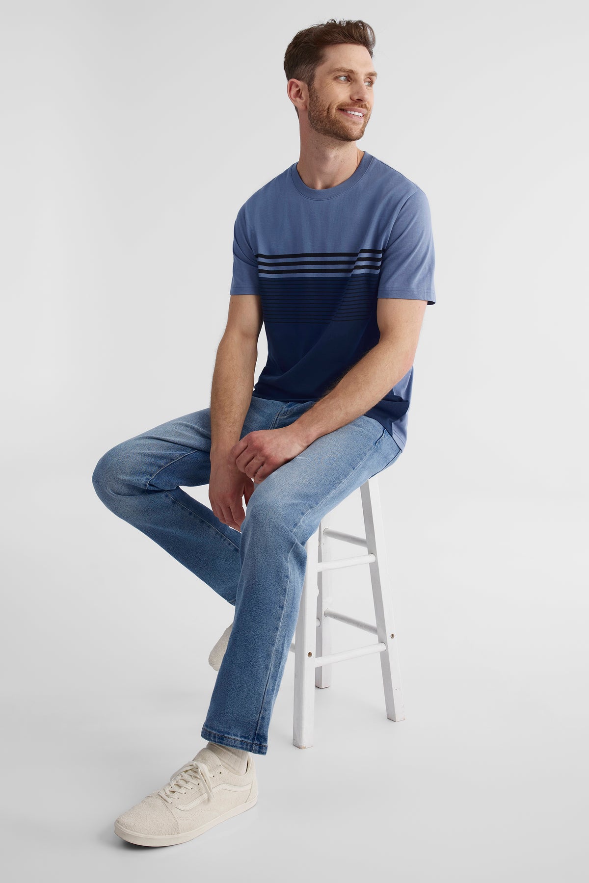 T-shirt en jersey de coton - Homme && BLEU MULTI