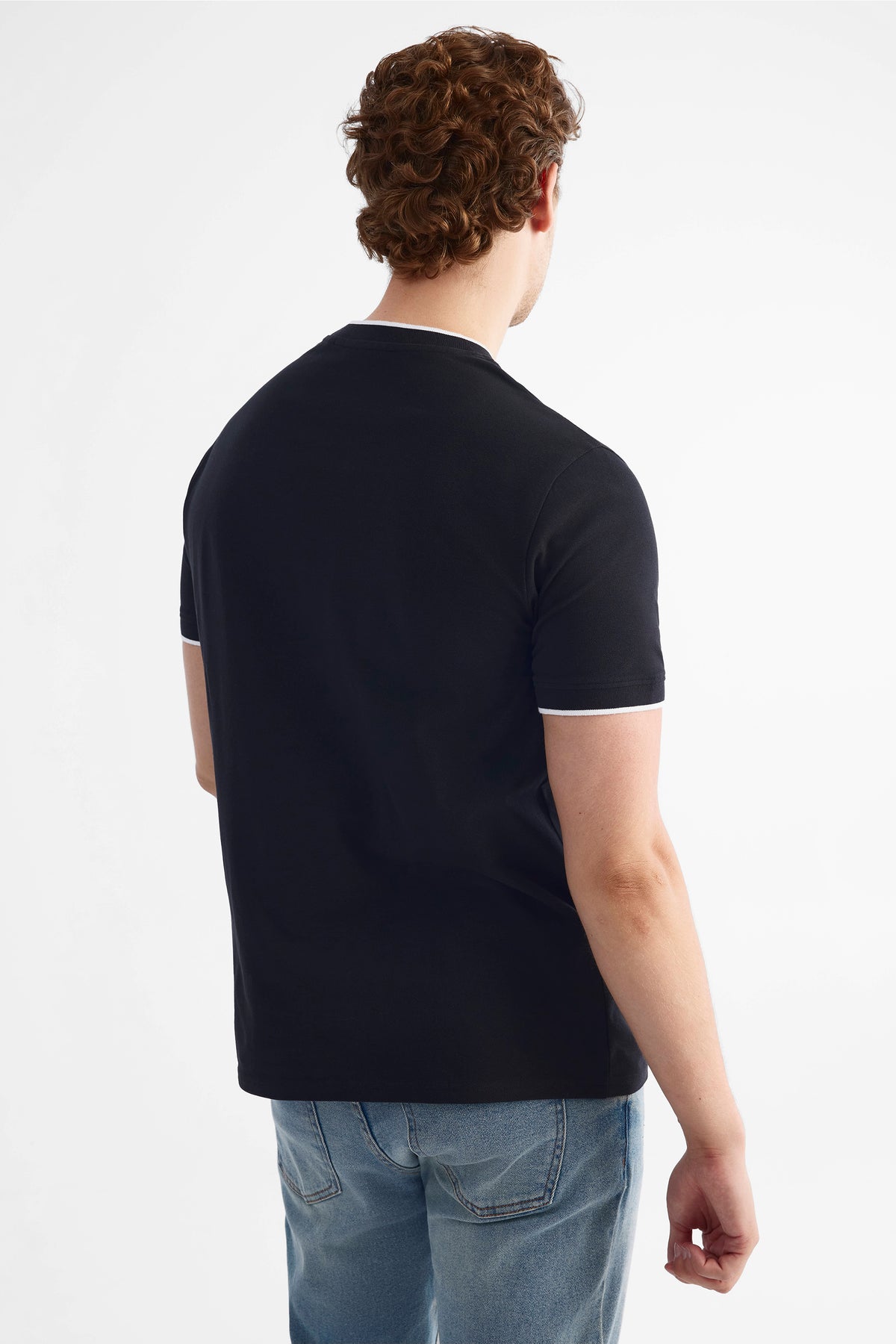 T-shirt en piqué de coton - Homme && NOIR
