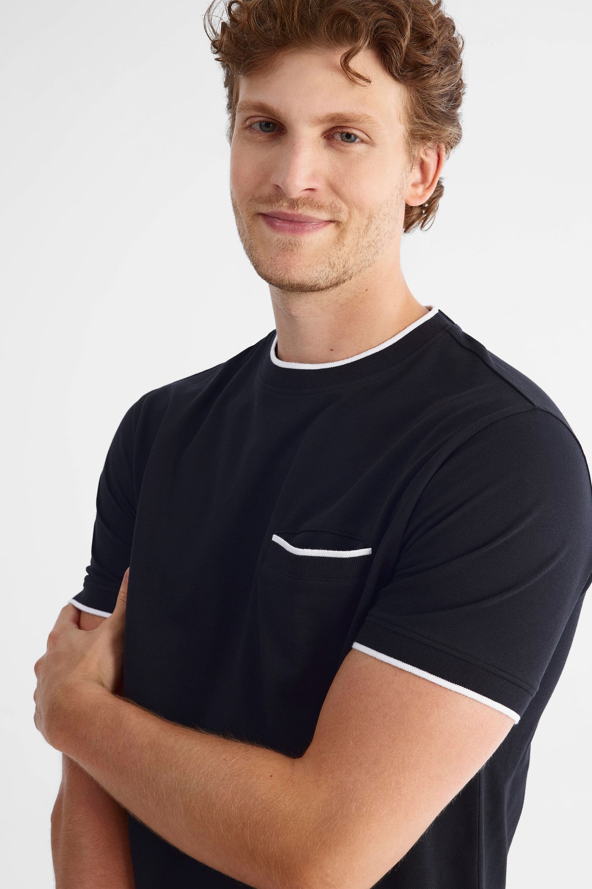 T-shirt en piqué de coton - Homme && NOIR