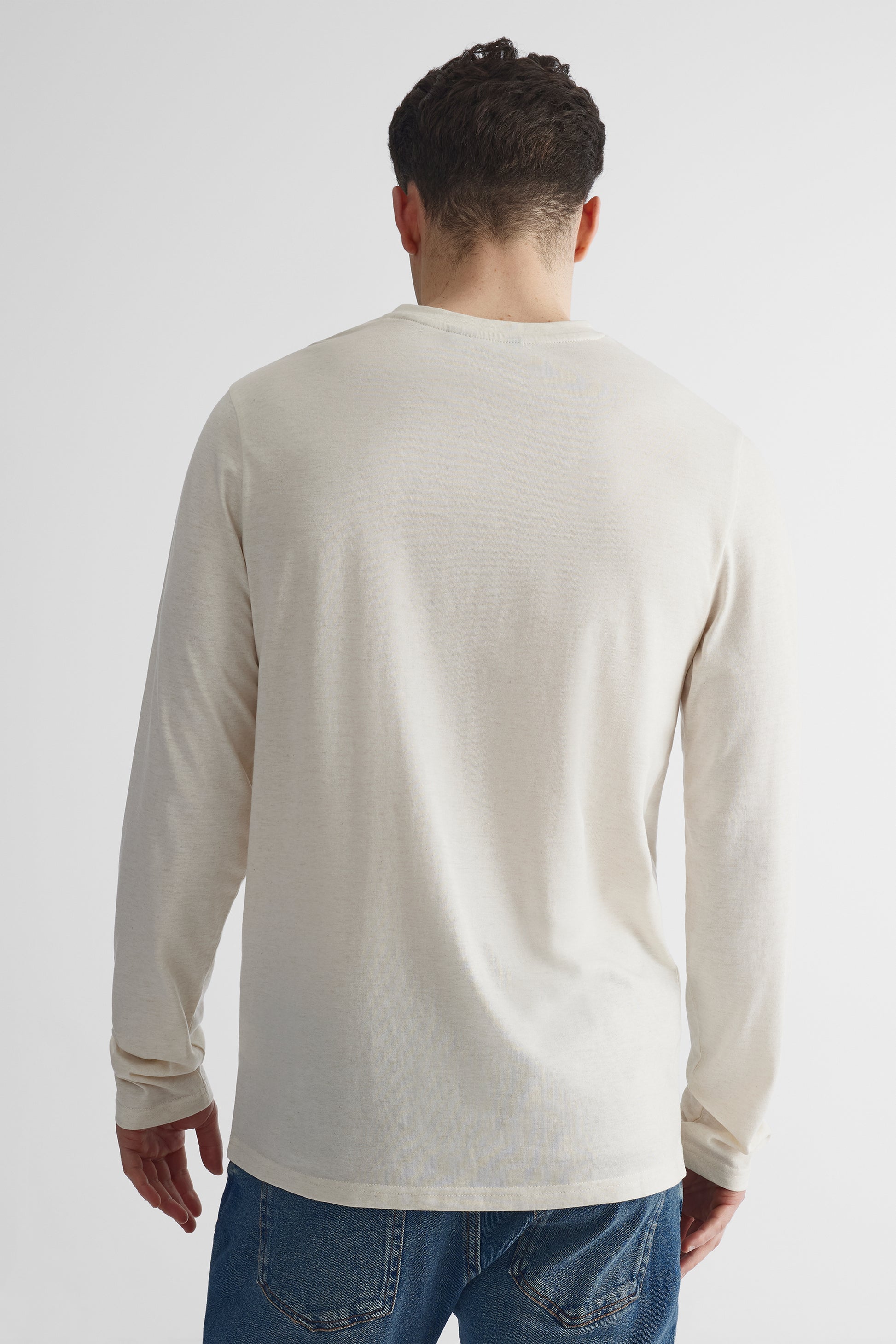 Chandail léger en jersey chiné - Homme && BLANC CASSÉ MIX