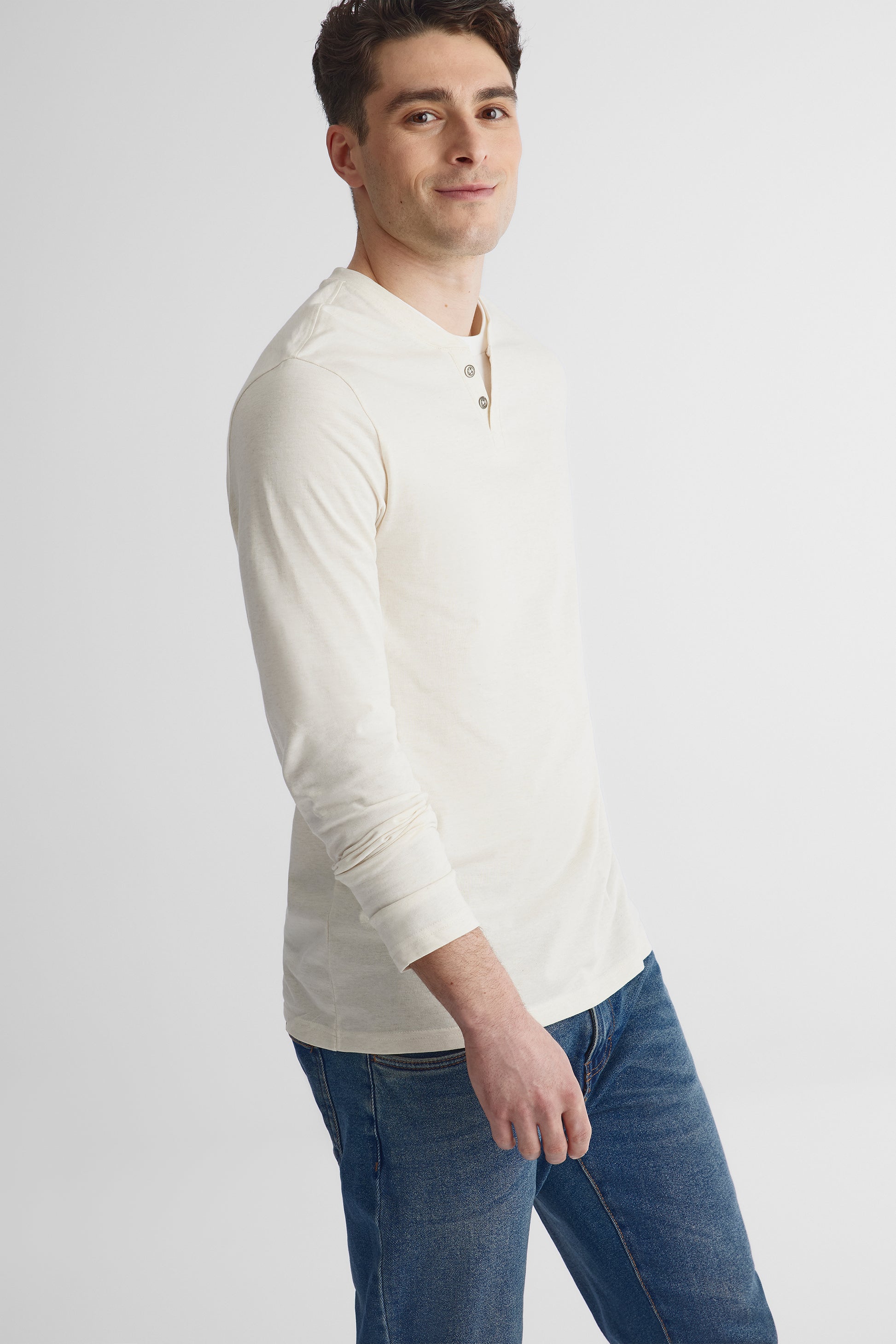 Chandail léger en jersey chiné - Homme && BLANC CASSÉ MIX