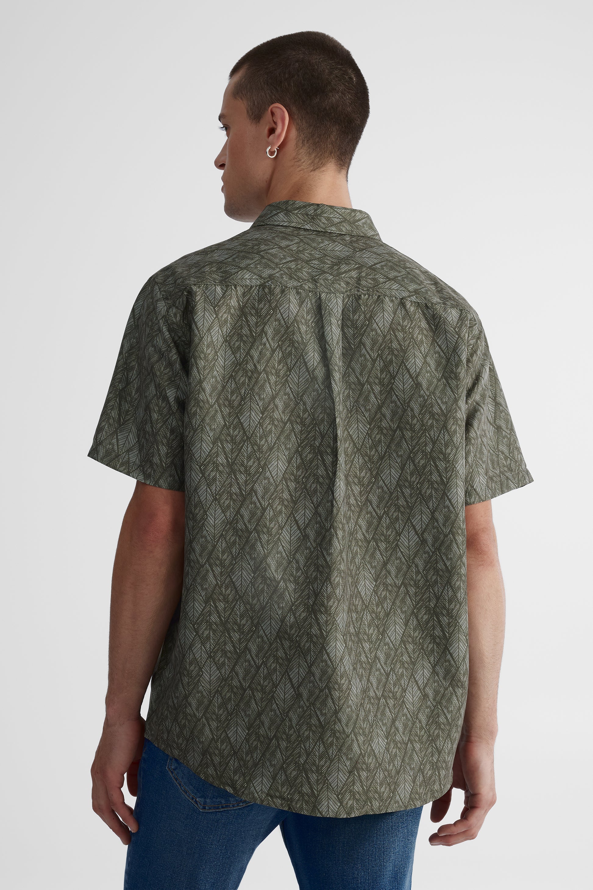 Chemise à manches courtes en microfibre - Homme && KAKI/MULTI