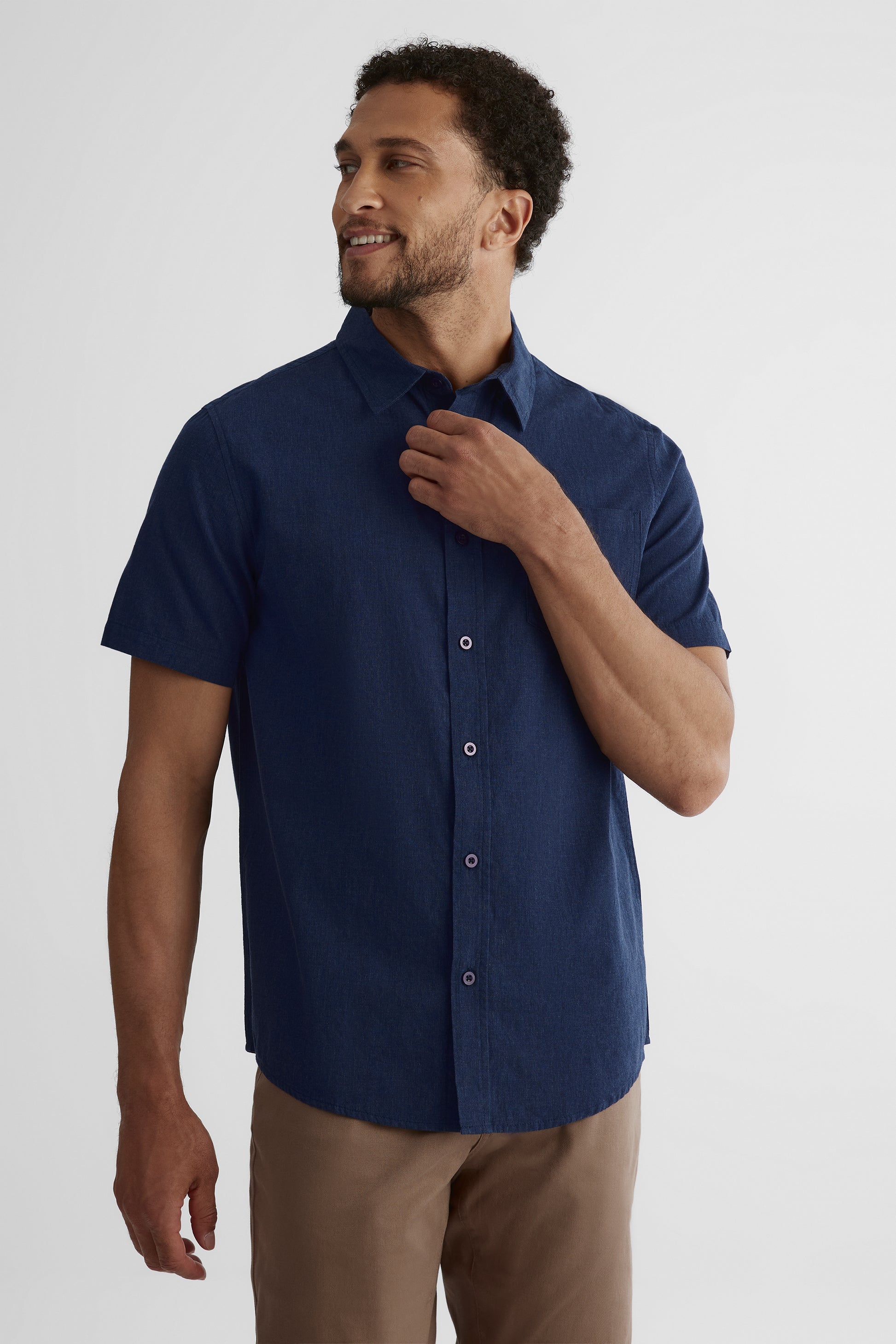 Chemise en coton brossé - Homme && MARIN MIXTE