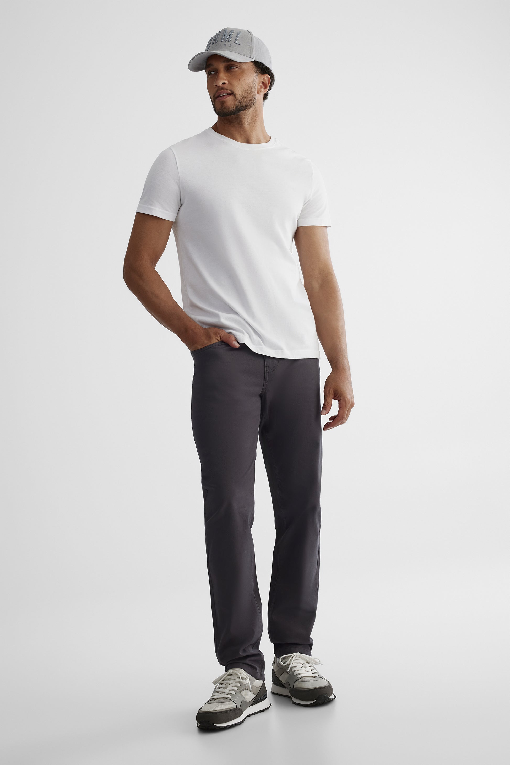 Pantalon en twill extensible - Homme && CHARBON