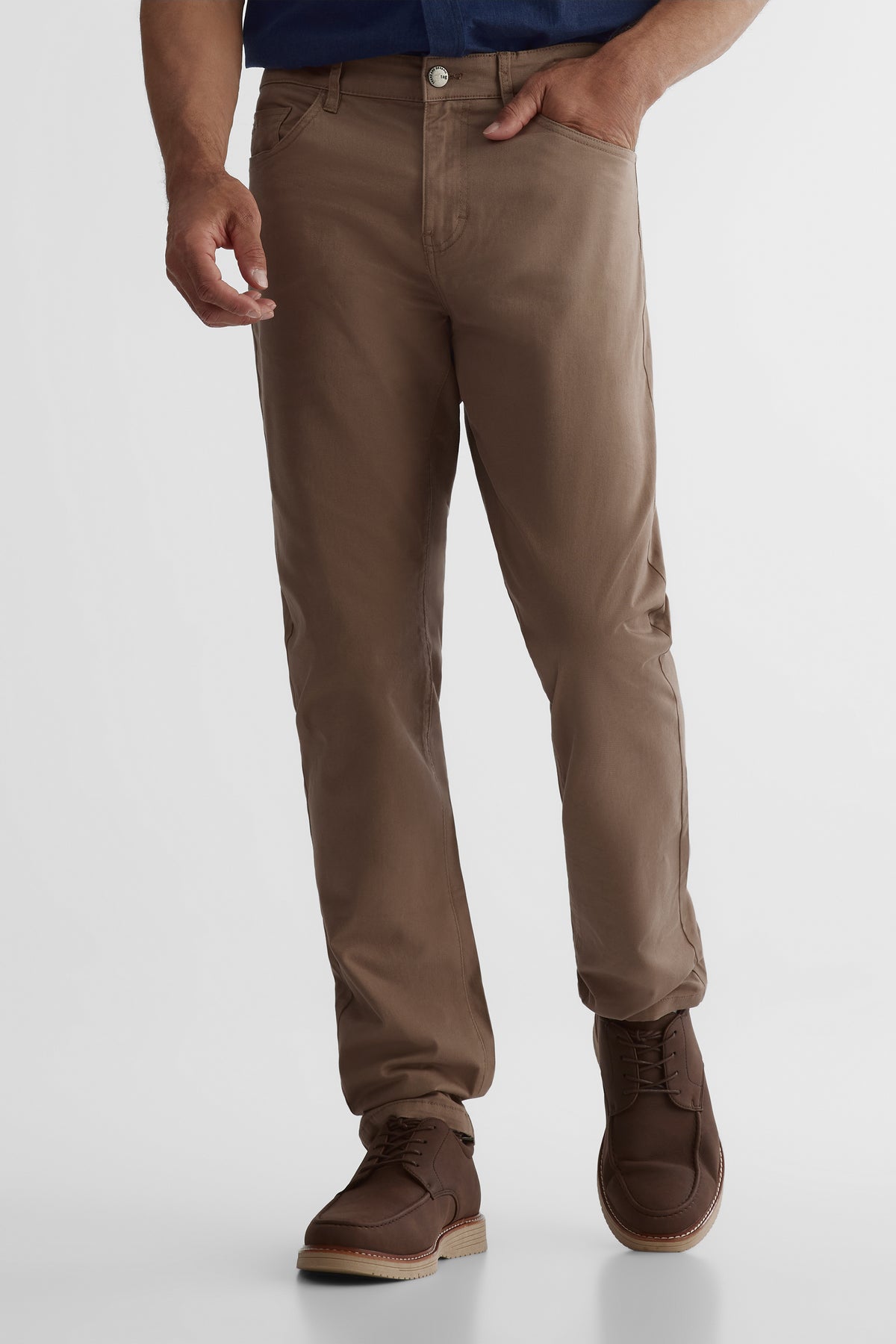 Pantalon en twill extensible - Homme && TAUPE