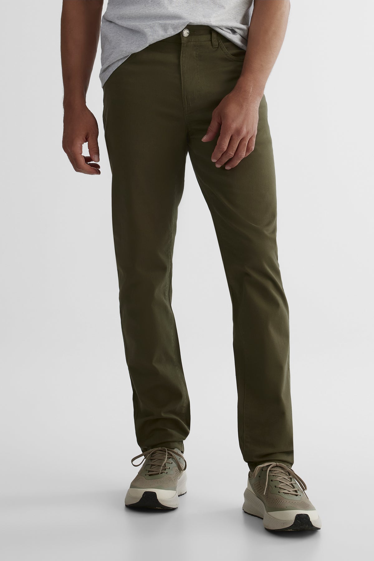 Pantalon en twill extensible - Homme && OLIVE
