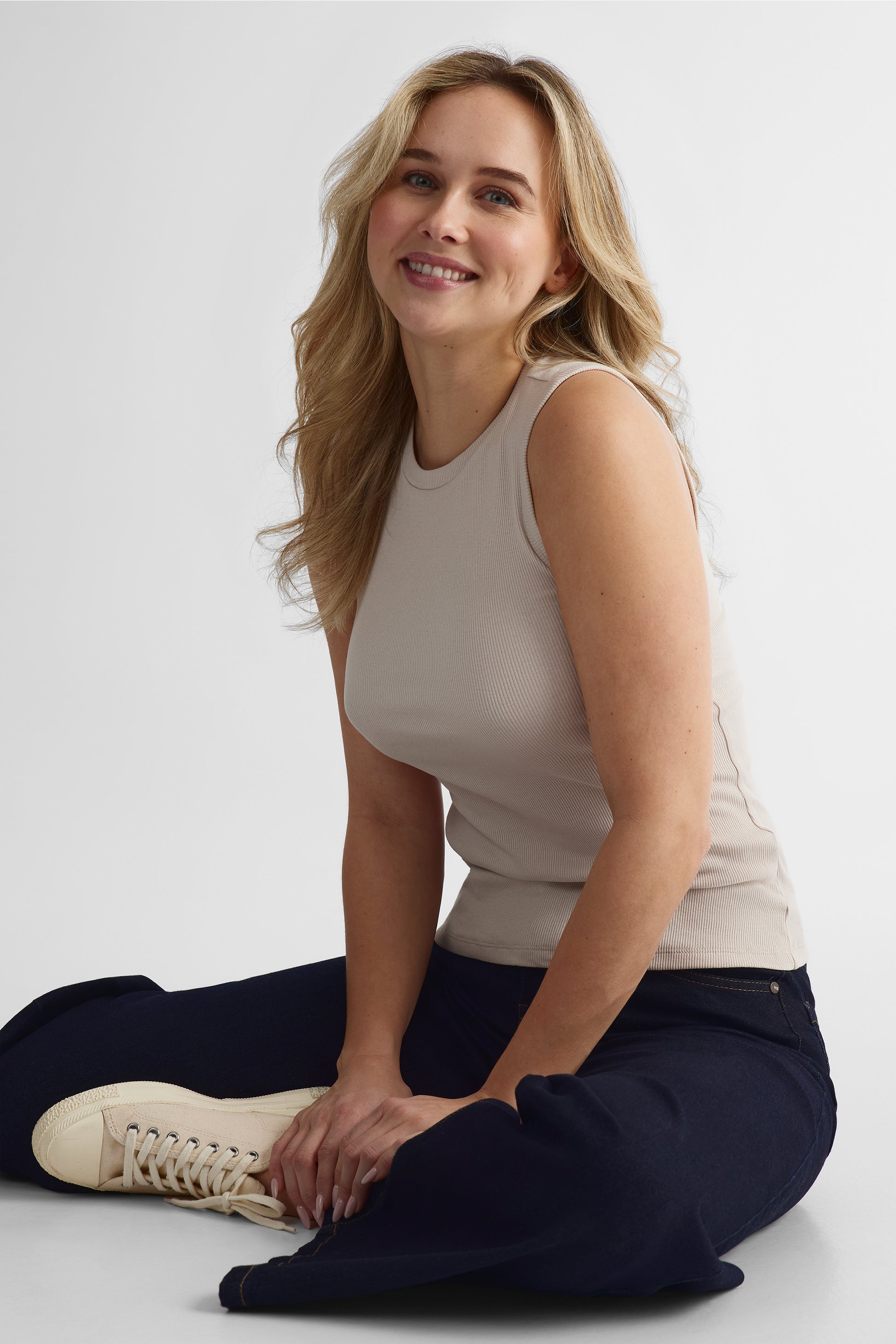 Camisole côtelée essentielle - Femme && BEIGE