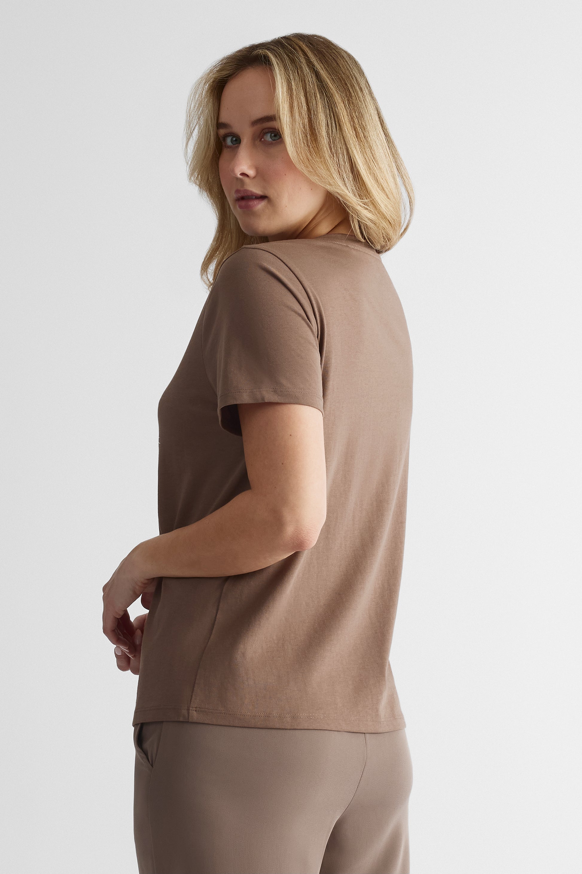 T-shirt à manches courtes essentiel - Femme && TAUPE