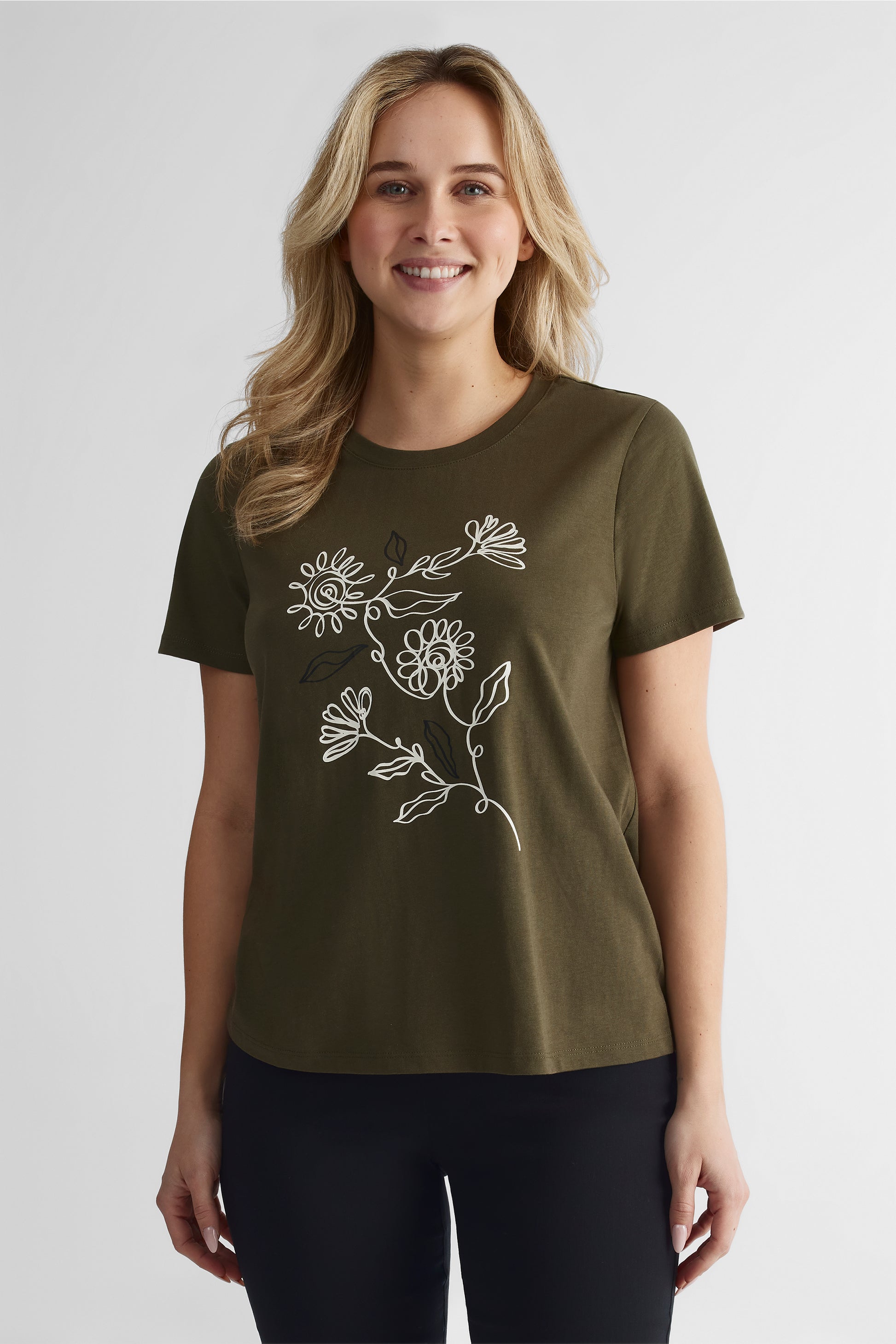T-shirt à manches courtes essentiel - Femme && OLIVE