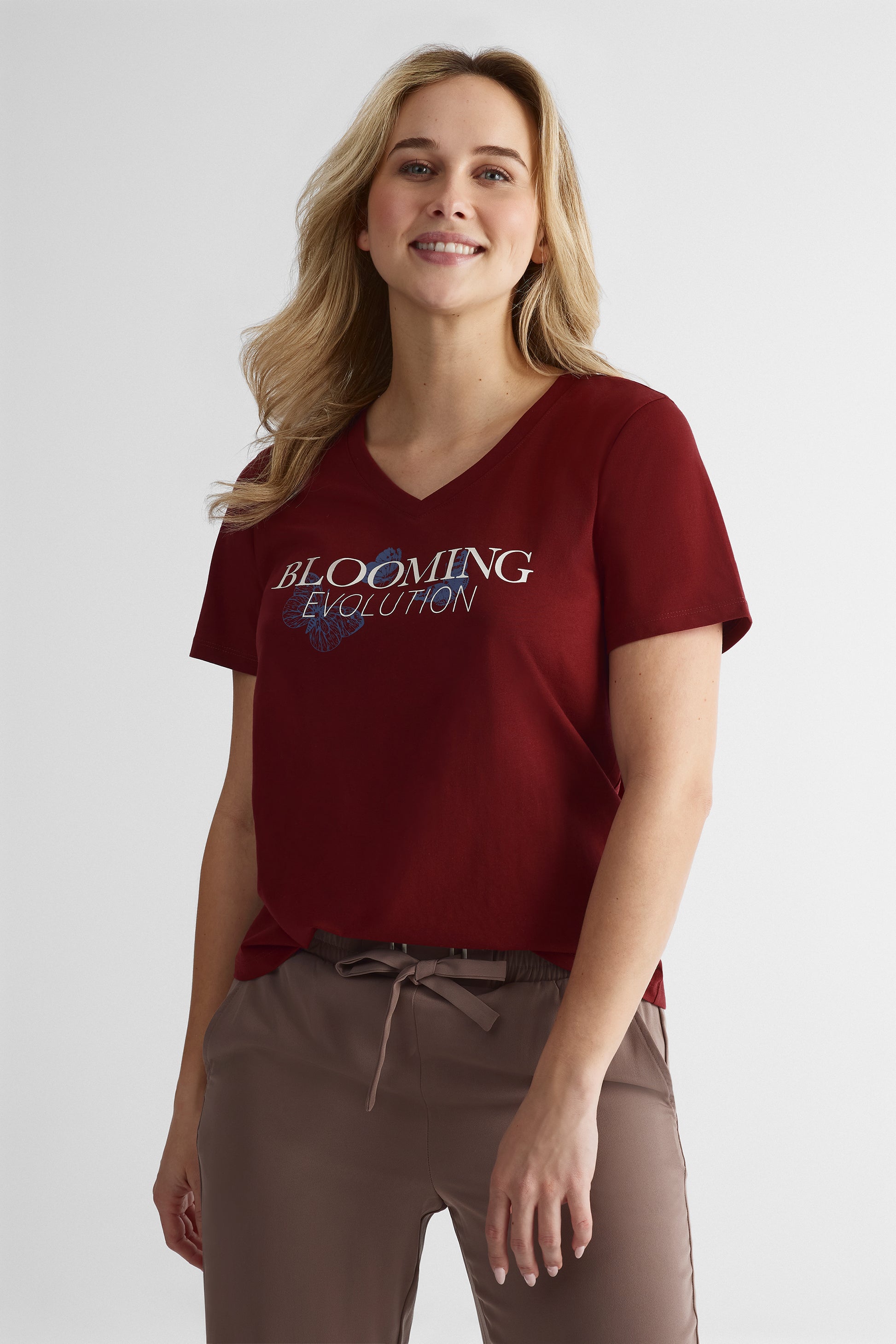 T-shirt à manches courtes tout-aller - Femme && ROUGE VIN