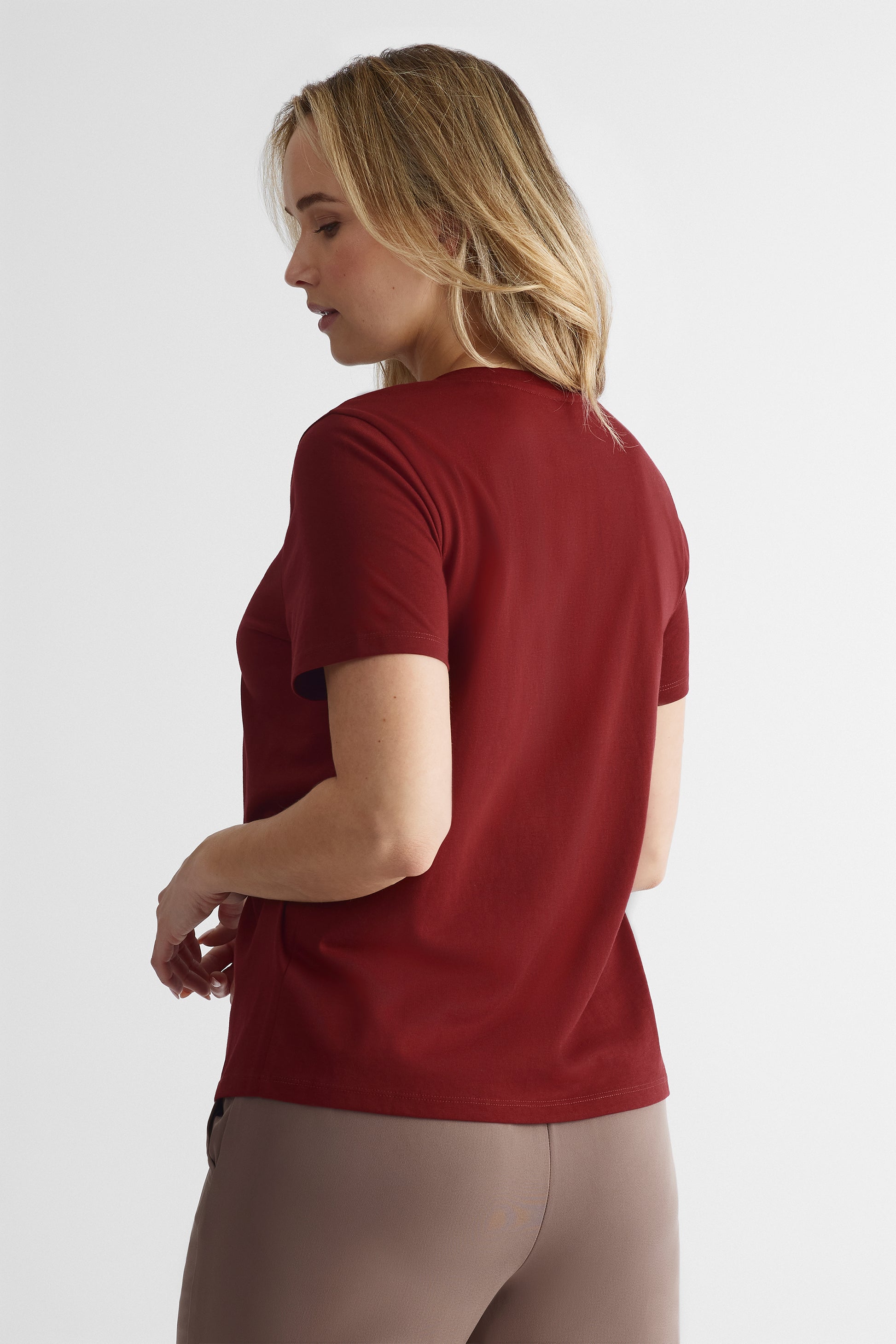 T-shirt à manches courtes tout-aller - Femme && ROUGE VIN