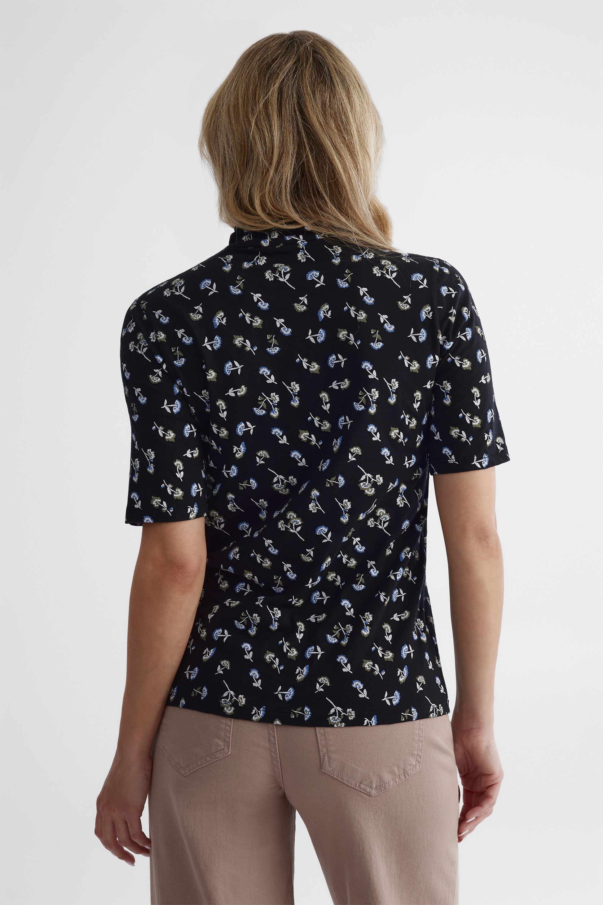 T-shirt doux à manches courtes - Femme && NOIR/MULTI