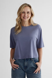 T-shirt classique en coton - Femme && BLEU