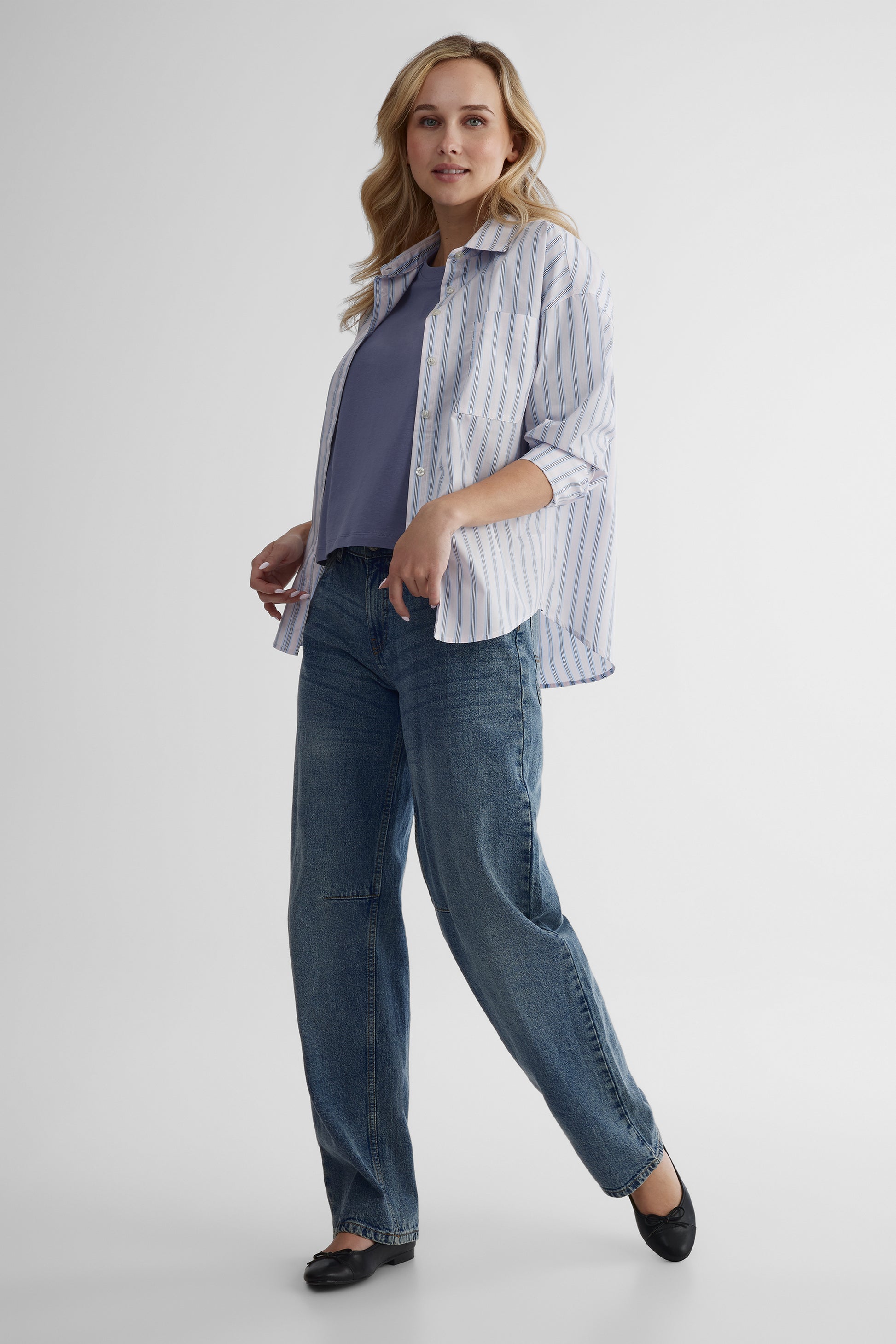 T-shirt classique en coton - Femme && BLEU
