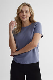 T-shirt basique en coton doux - Femme && BLEU