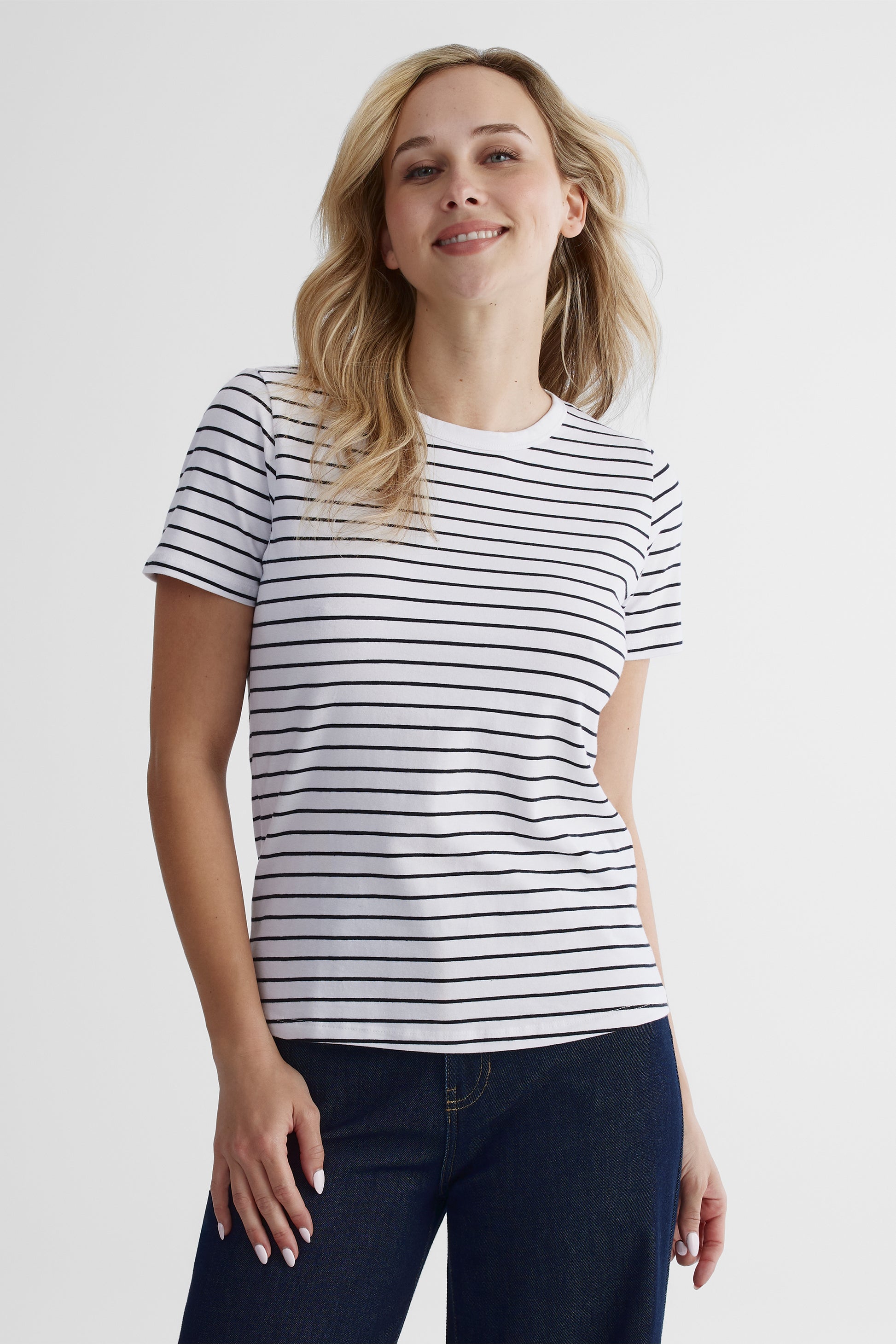 T-shirt polyvalent en coton - Femme && BLANC MULTI