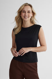 Camisole ajustée toucher pêche - Femme && NOIR