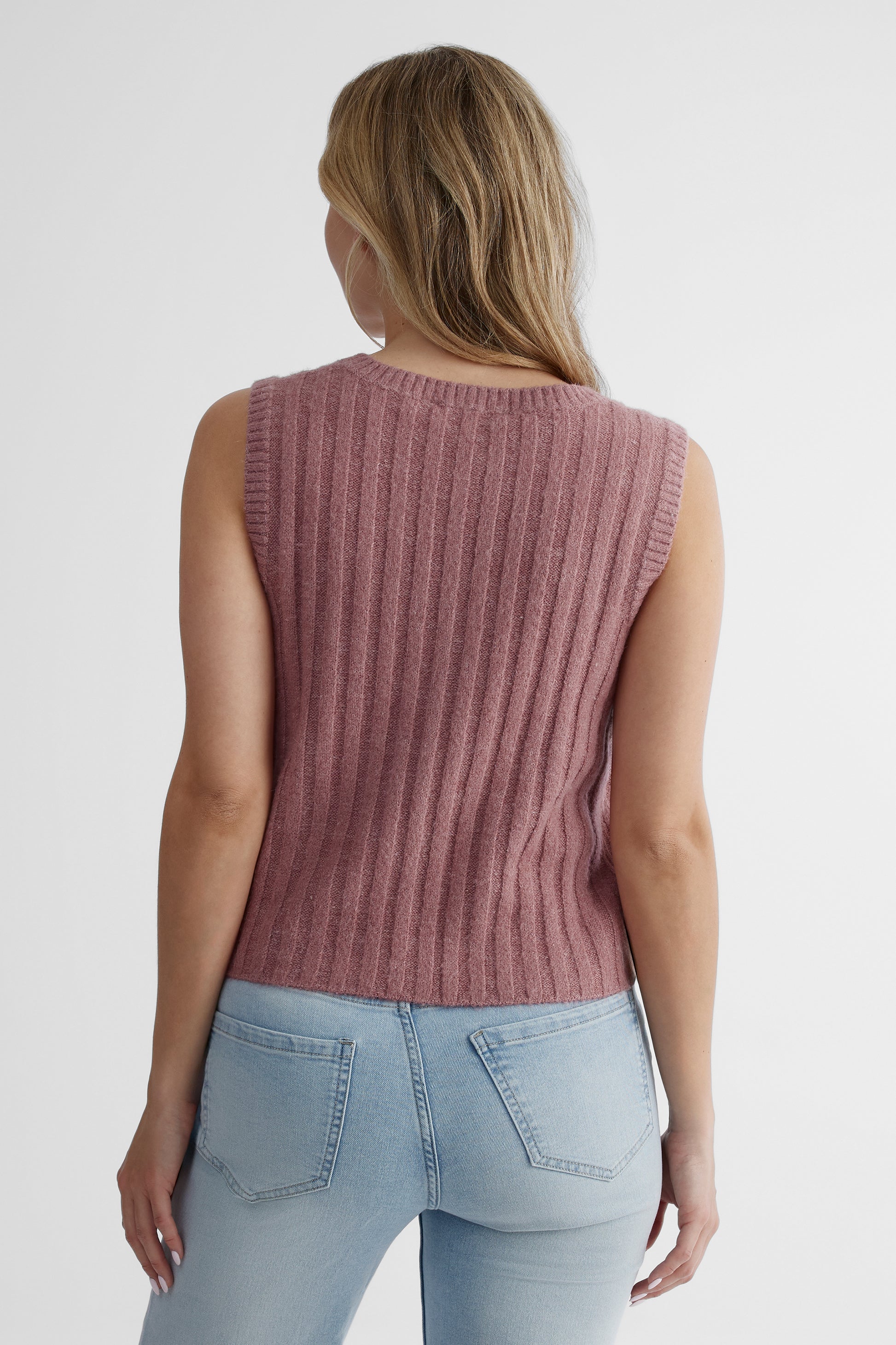 Camisole tricotée douillette - Femme && VIEUX ROSE