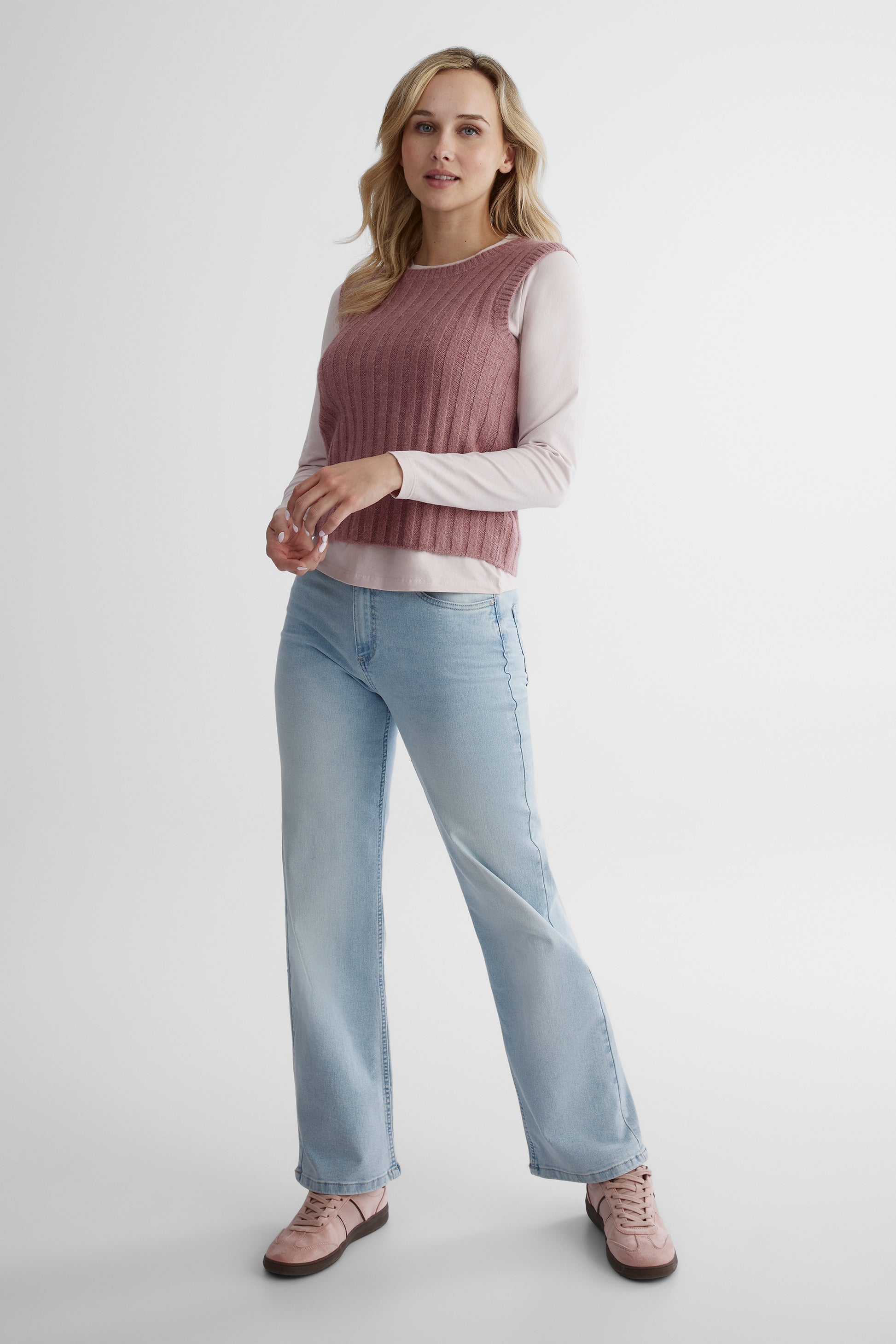 Camisole tricotée douillette - Femme && VIEUX ROSE