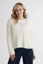 Cardigan tricoté douillet - Femme && BLANC CASSÉ
