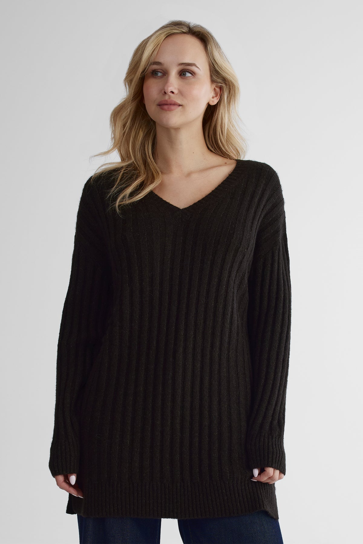 Chandail tricoté chaud et doux - Femme && NOIR