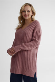 Chandail tricoté chaud et doux - Femme && VIEUX ROSE
