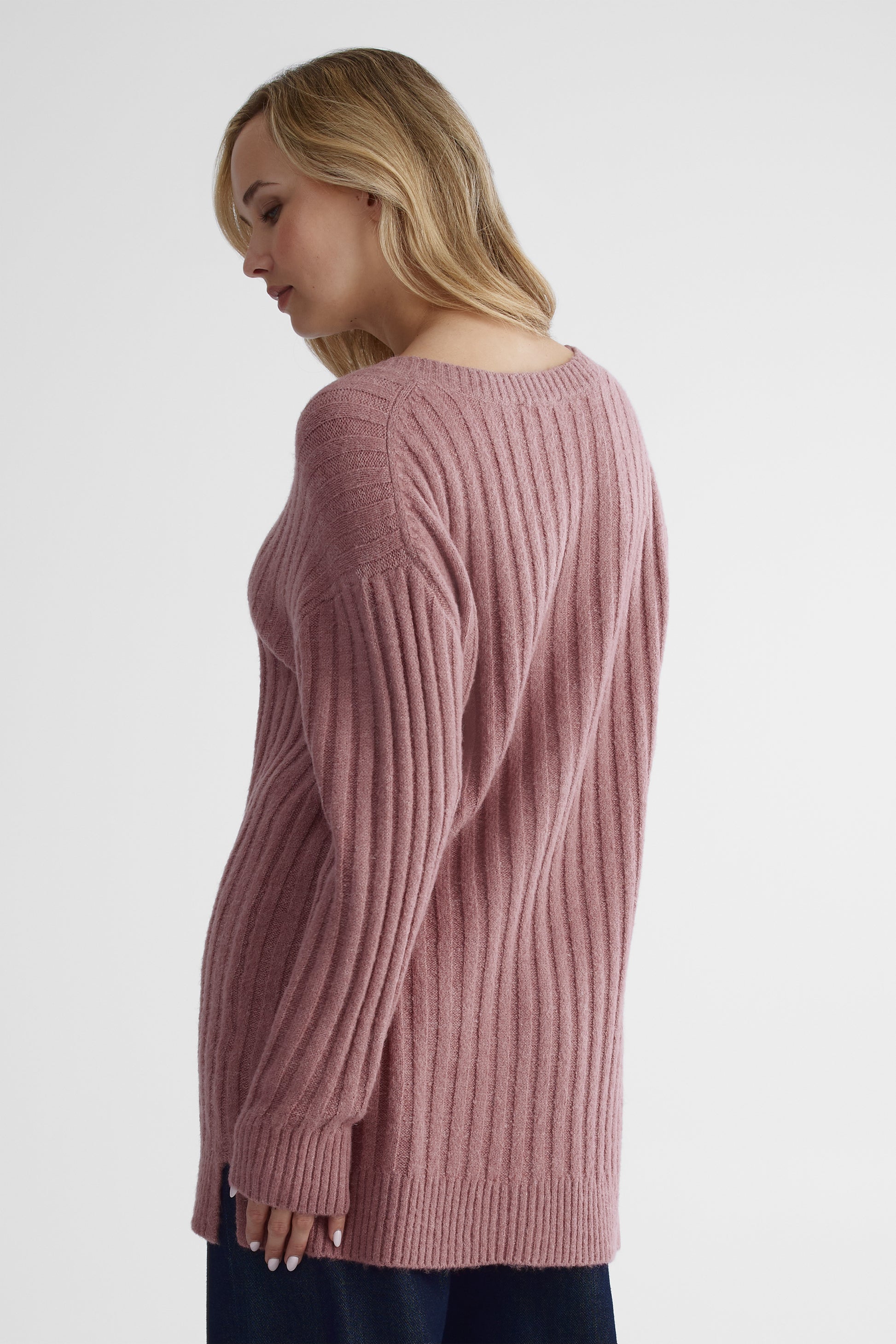 Chandail tricoté chaud et doux - Femme && VIEUX ROSE