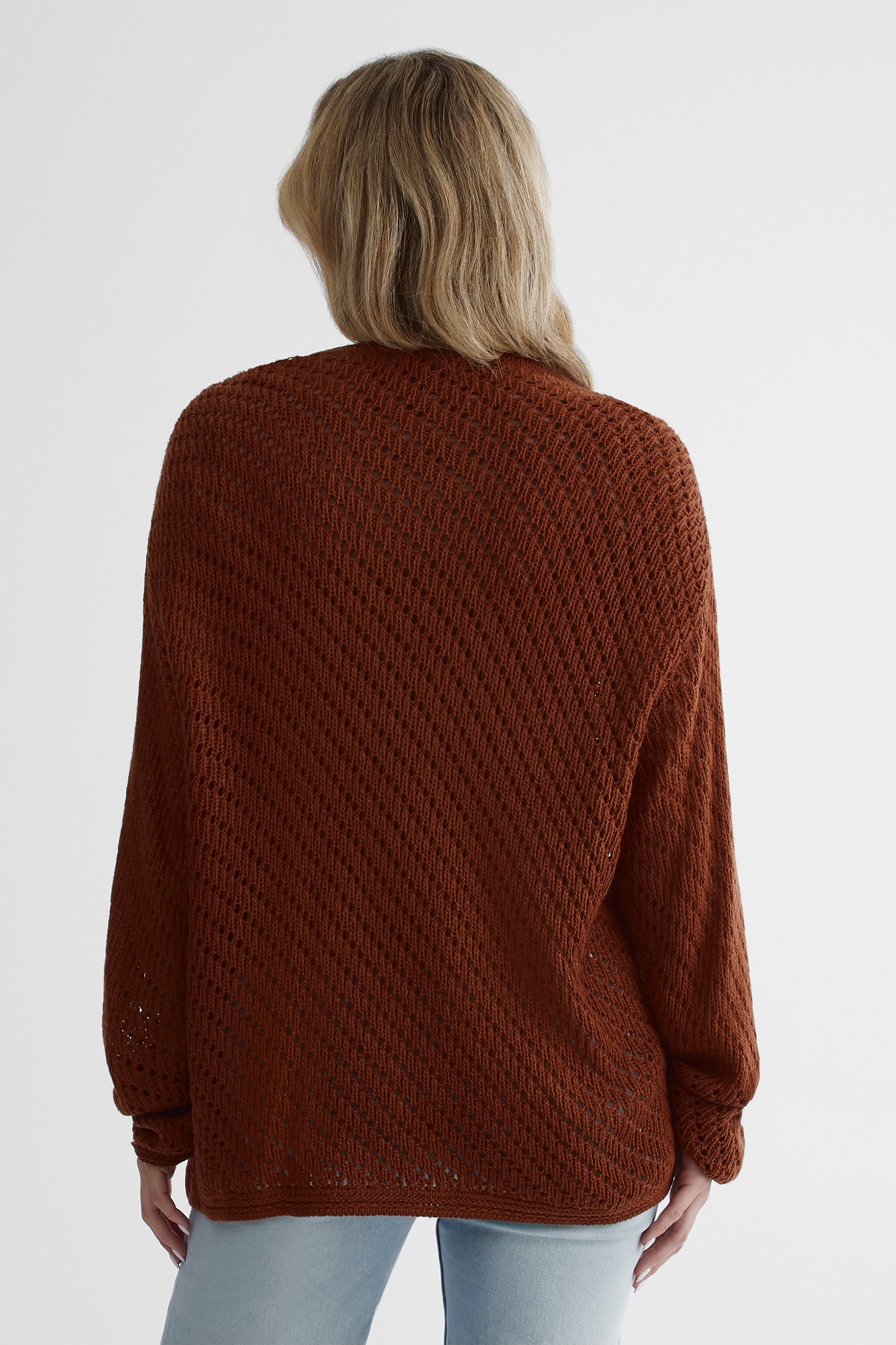 Chandail tricoté effet coton - Femme && BRUN
