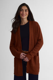 Cardigan léger effet coton - Femme && BRUN