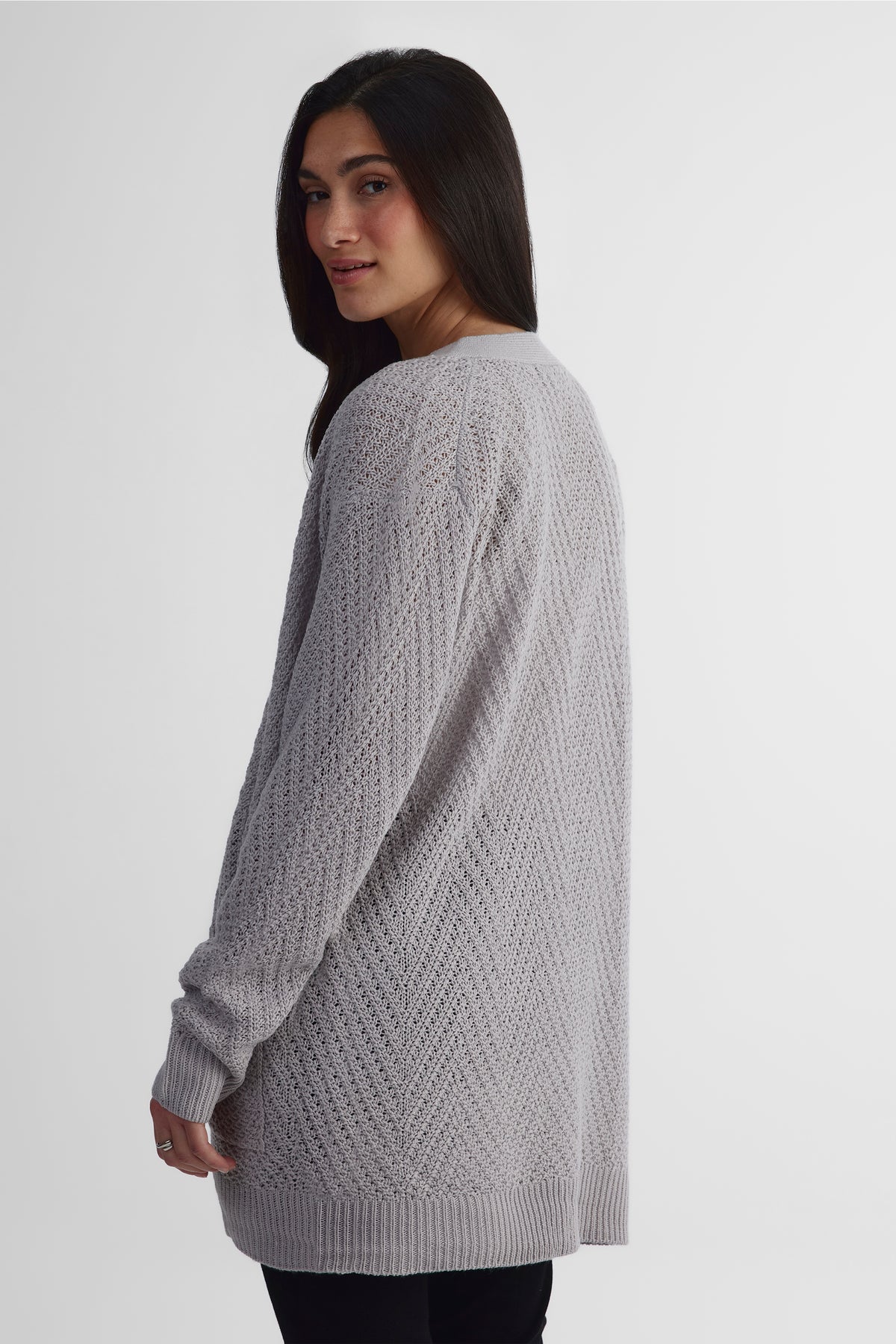 Cardigan léger effet coton - Femme && GRIS MIXTE