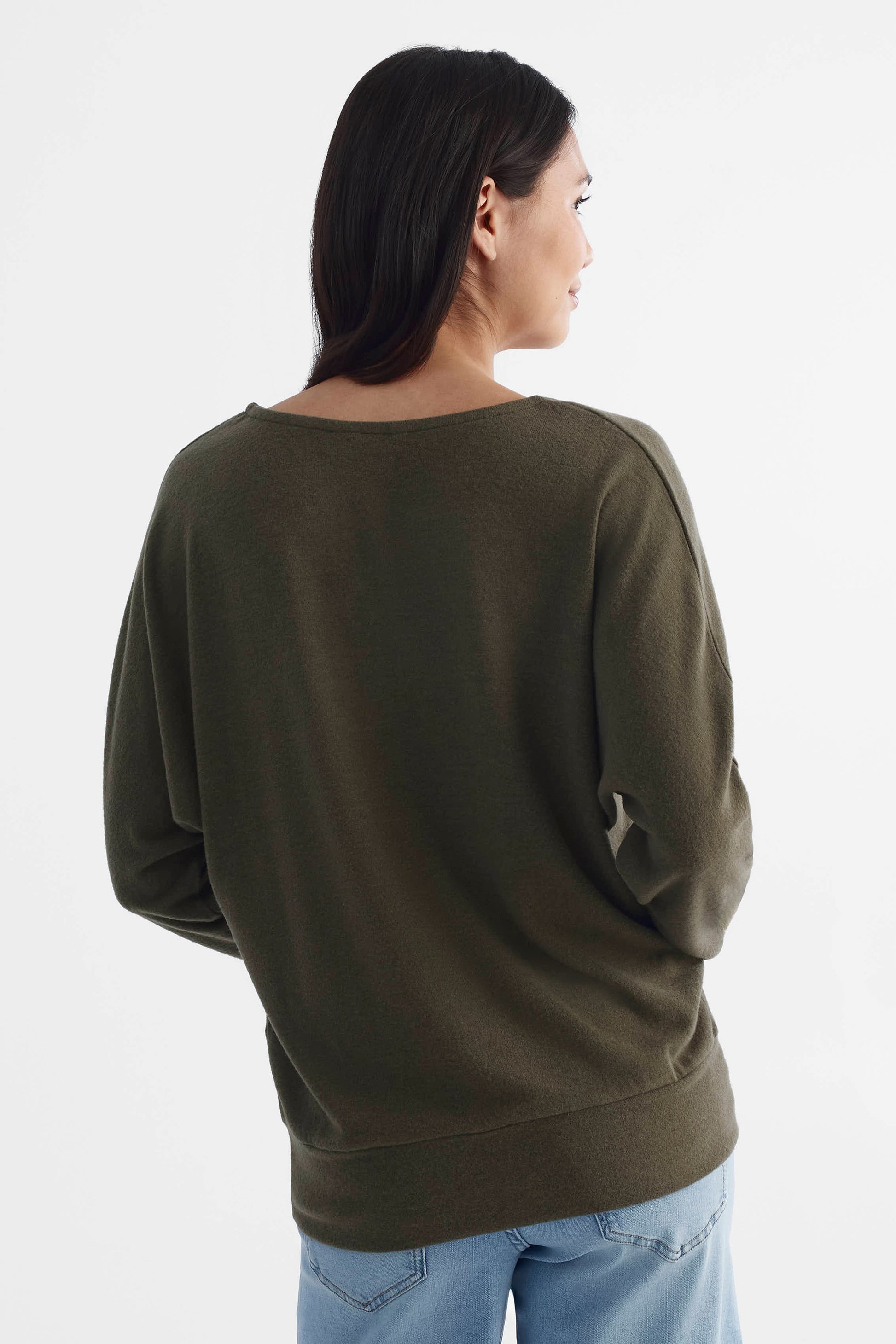 Chandail tricoté brossé - Femme && OLIVE