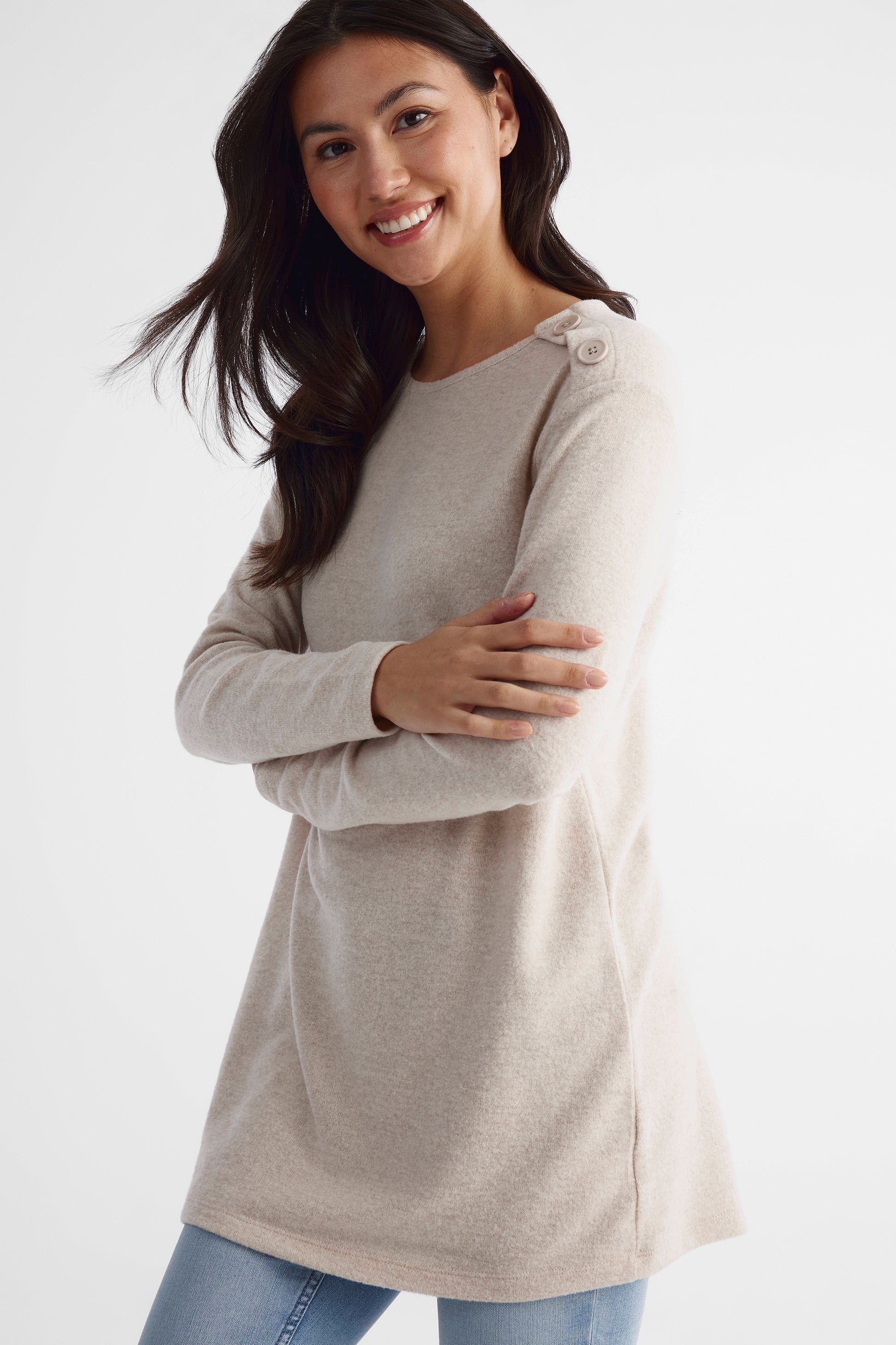 Chandail tricoté doux et enveloppant - Femme && OATMEAL