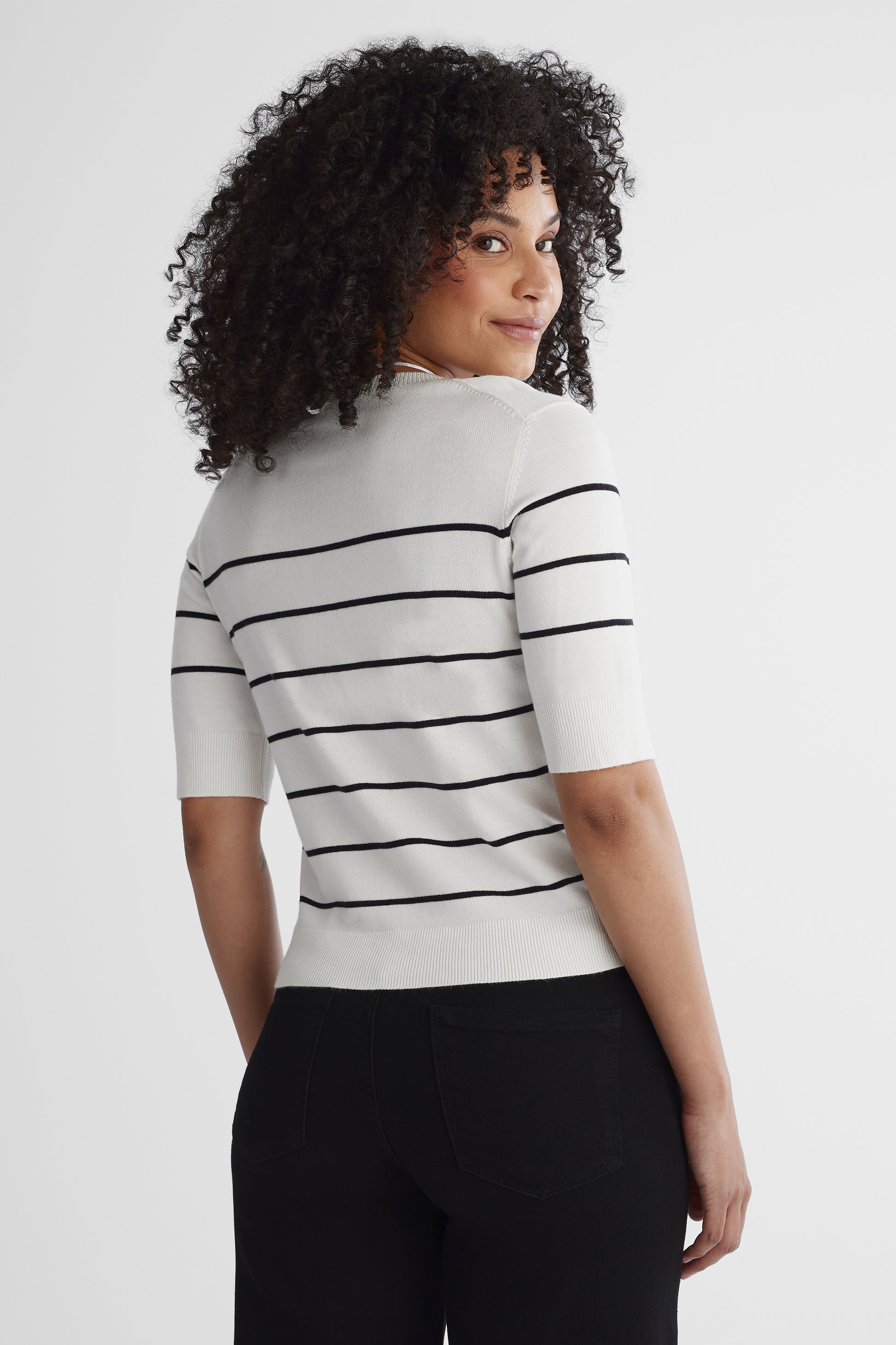 Veste en tricot manches courtes - Femme && BLANC CASSÉ/MULTI