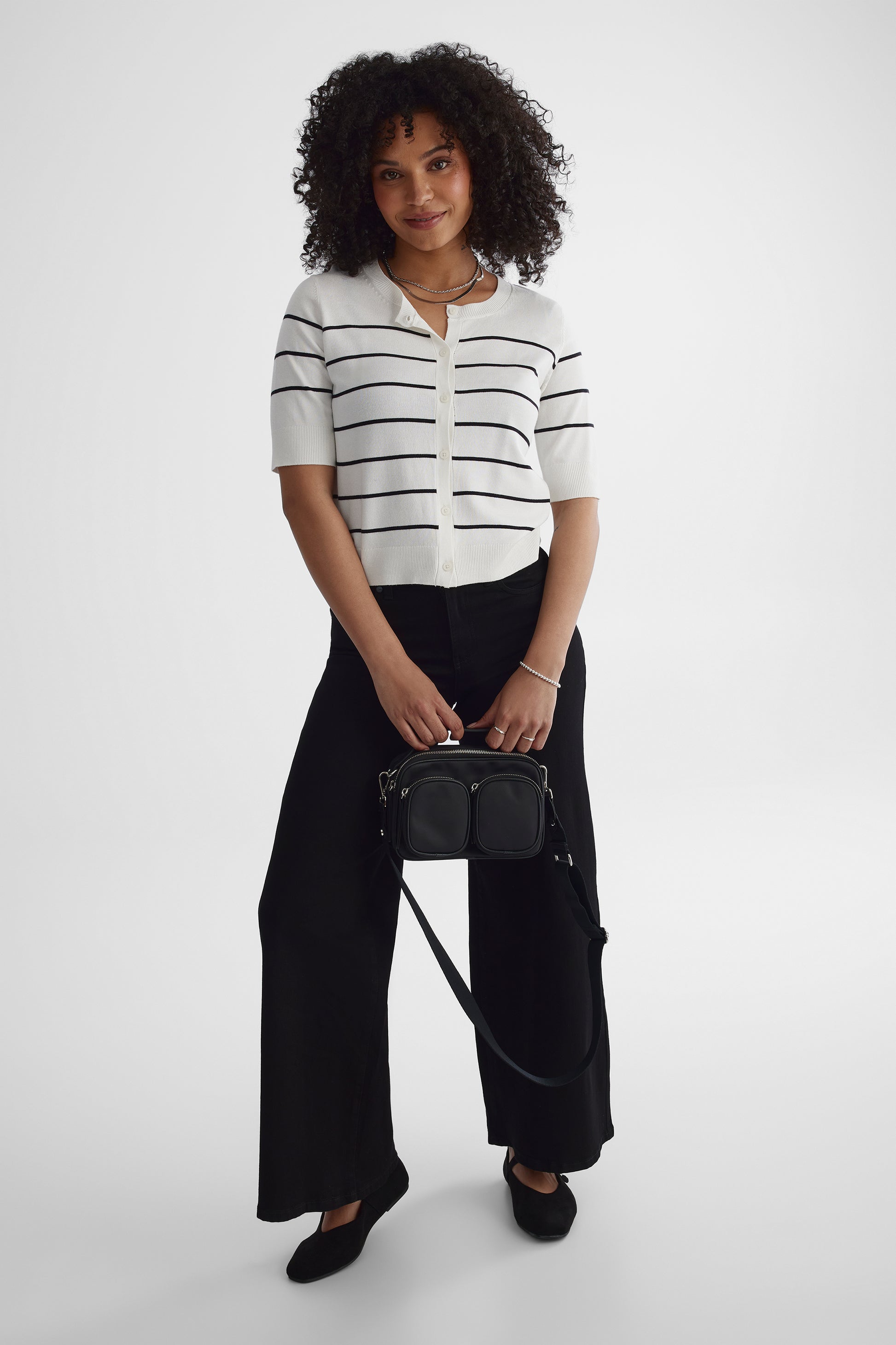 Veste en tricot manches courtes - Femme && BLANC CASSÉ/MULTI
