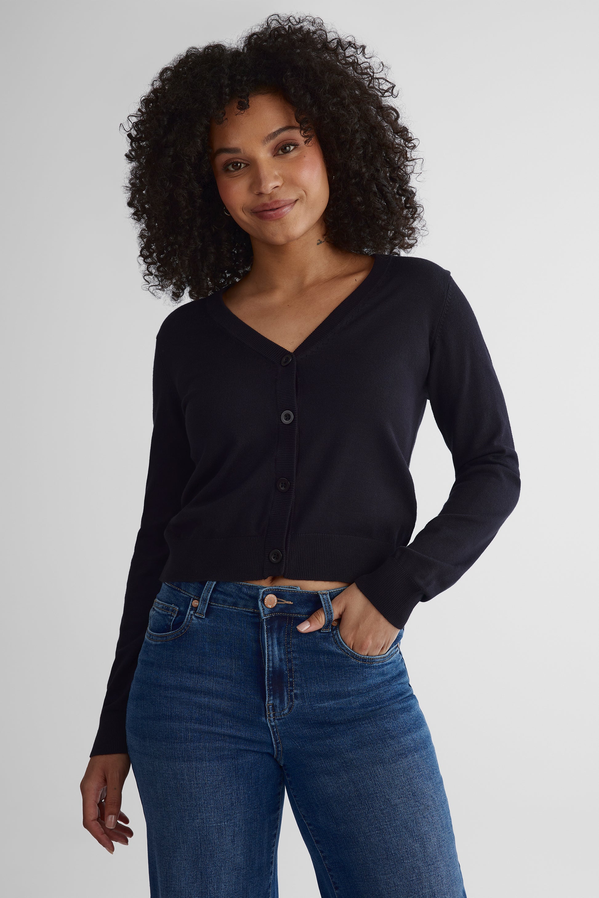 Cardigan en tricot viscose - Femme && NOIR