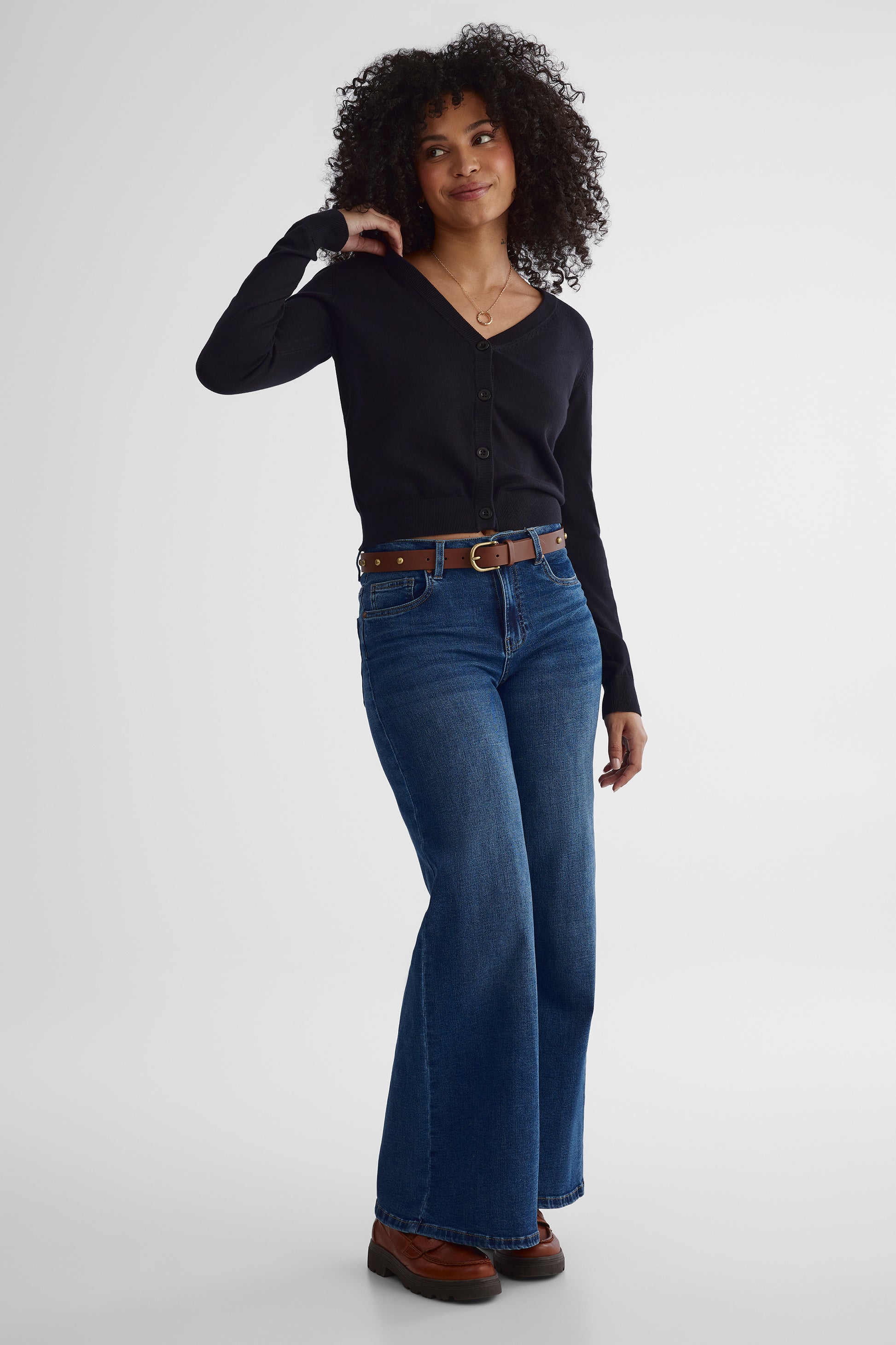 Cardigan en tricot viscose - Femme && NOIR