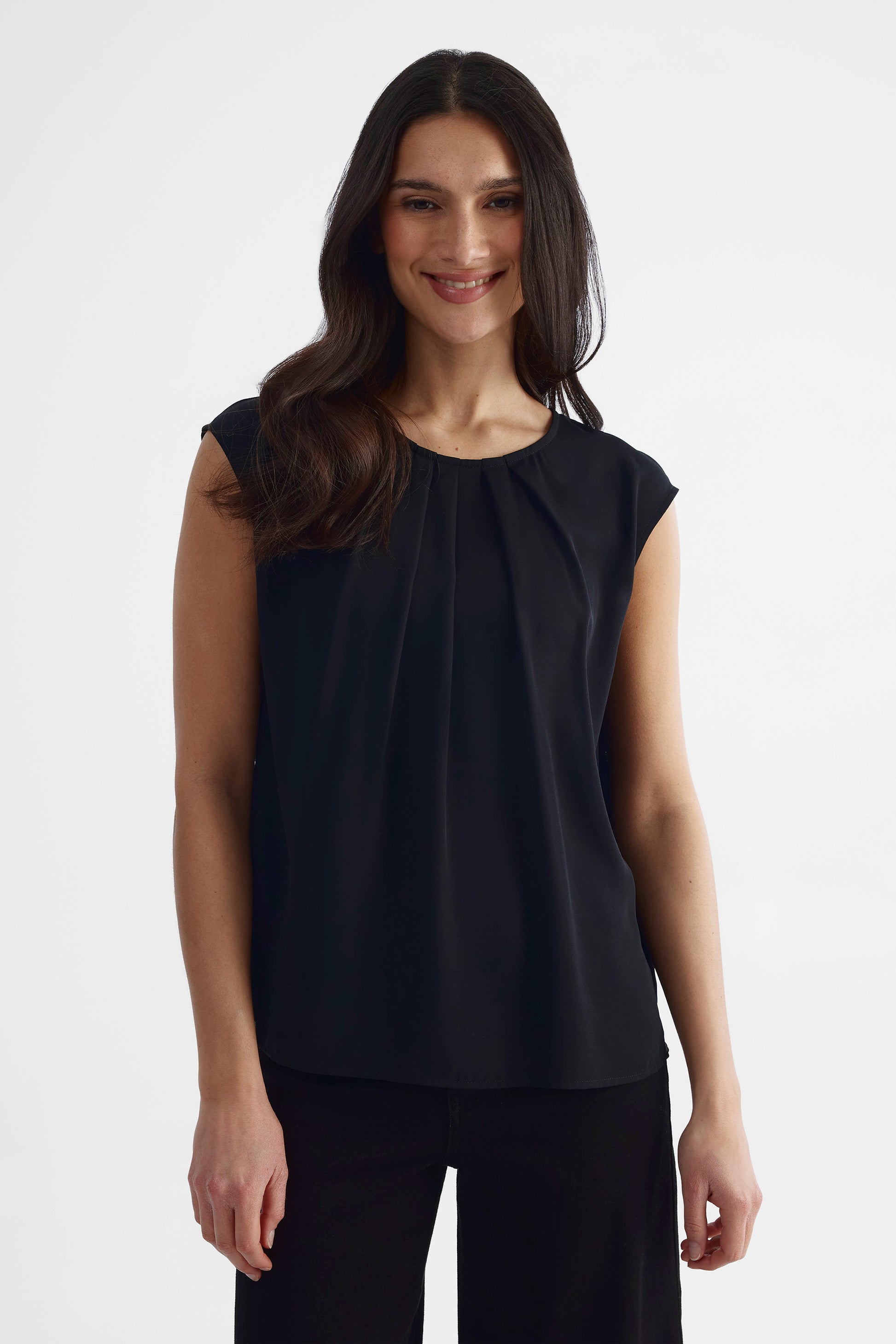 Blouse aérienne sans manches - Femme && NOIR